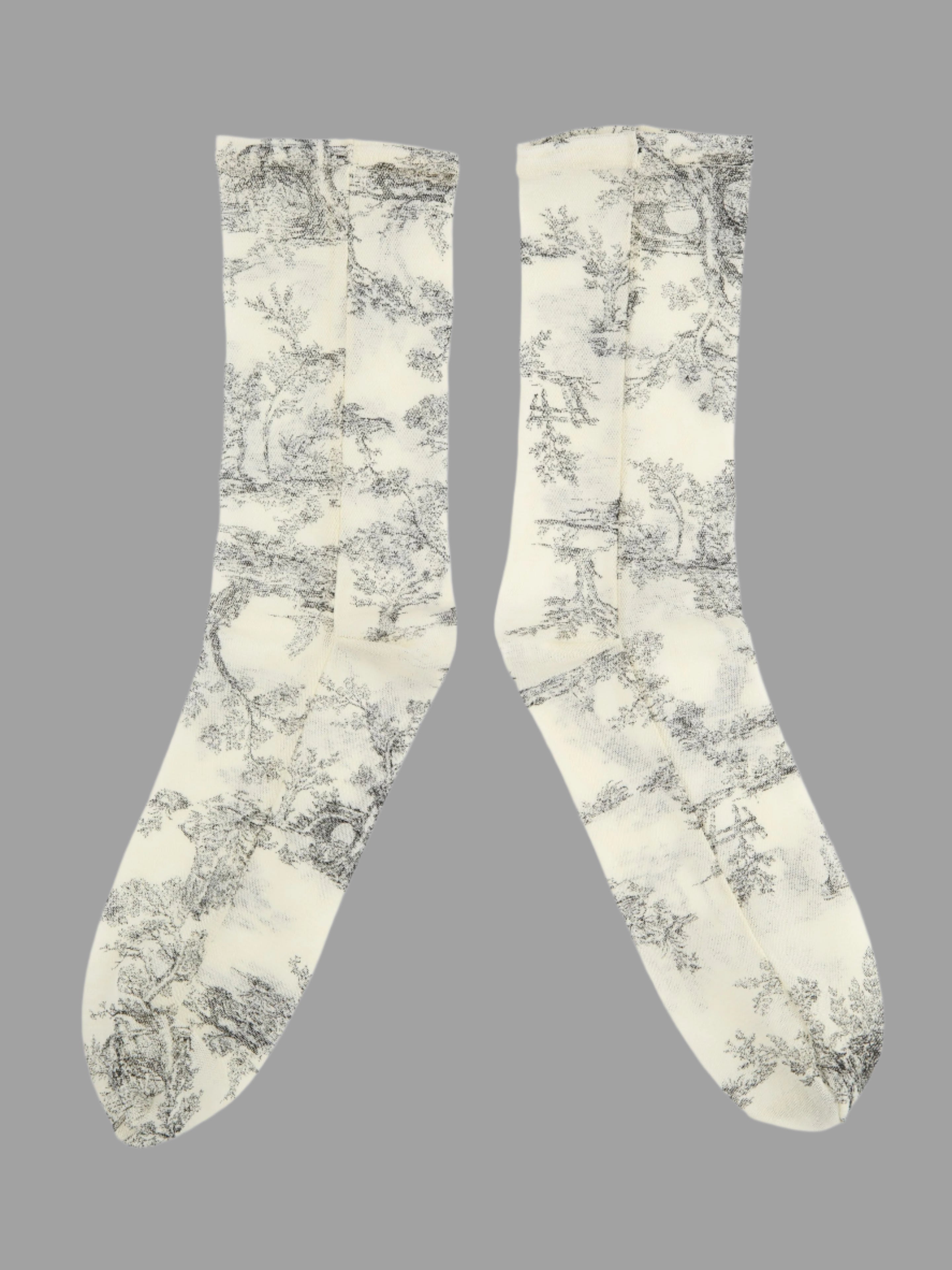Sheer Toile De Jouy Crew Socks