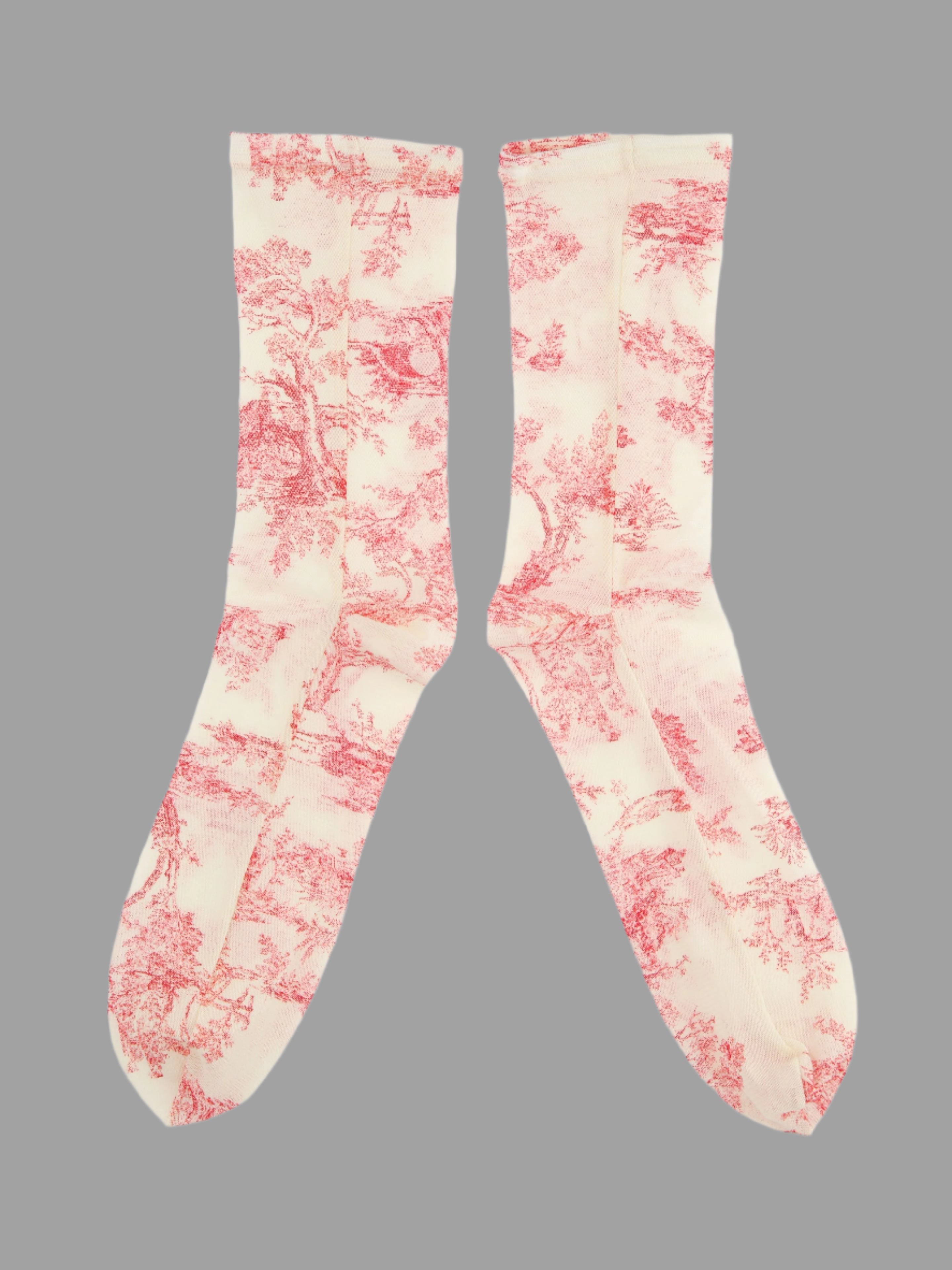 Sheer Toile De Jouy Crew Socks