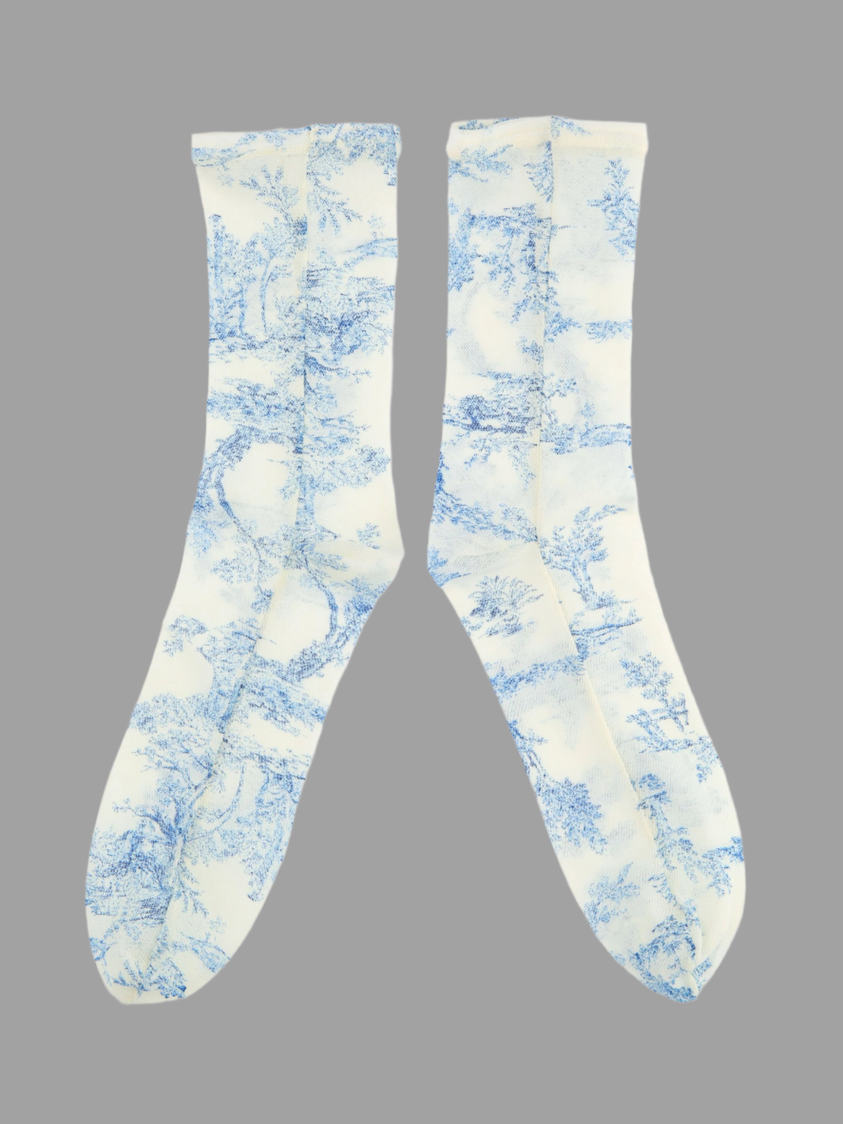 Sheer Toile De Jouy Crew Socks