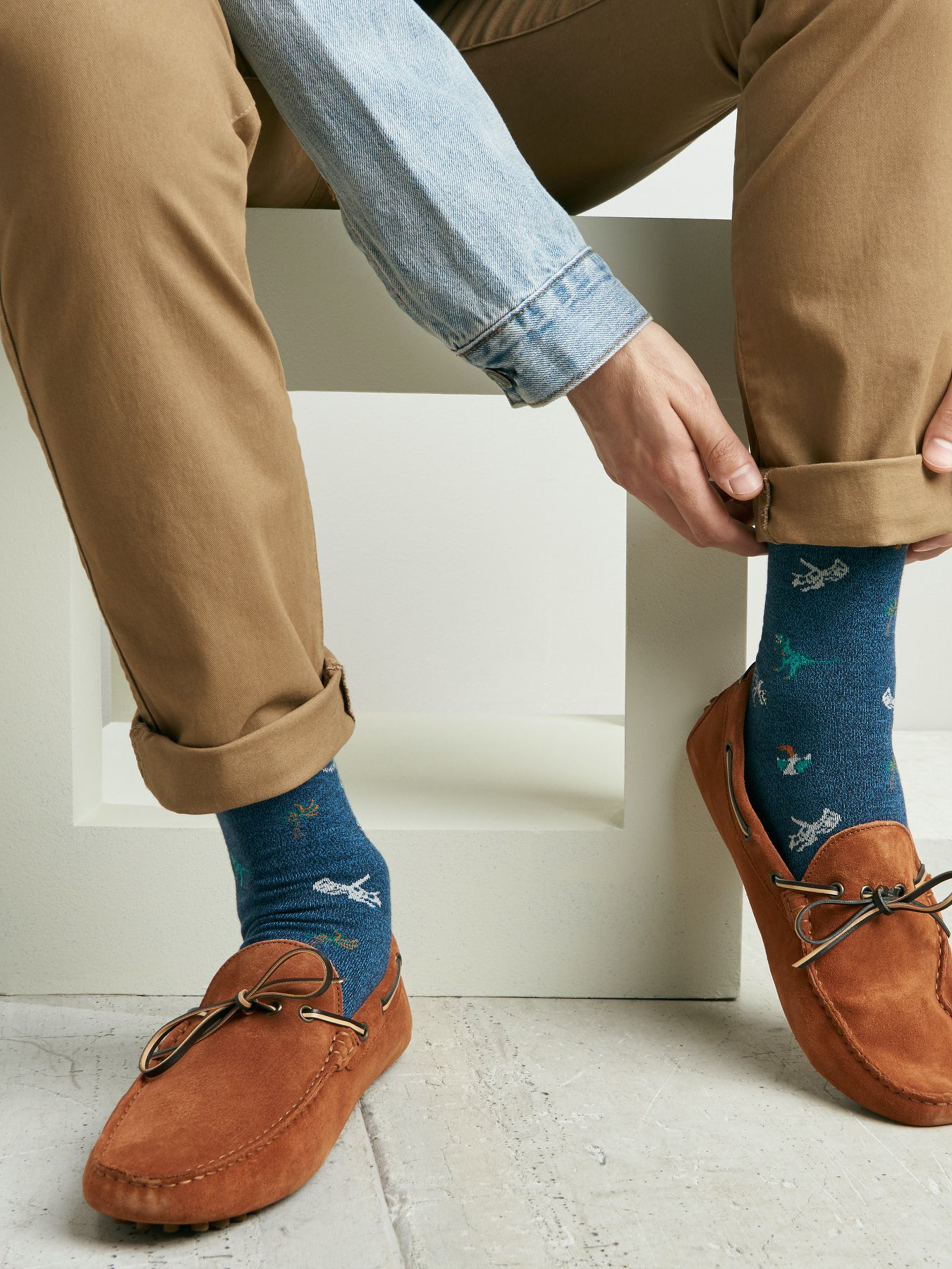 Dinosaur-Pattern Crew Socks