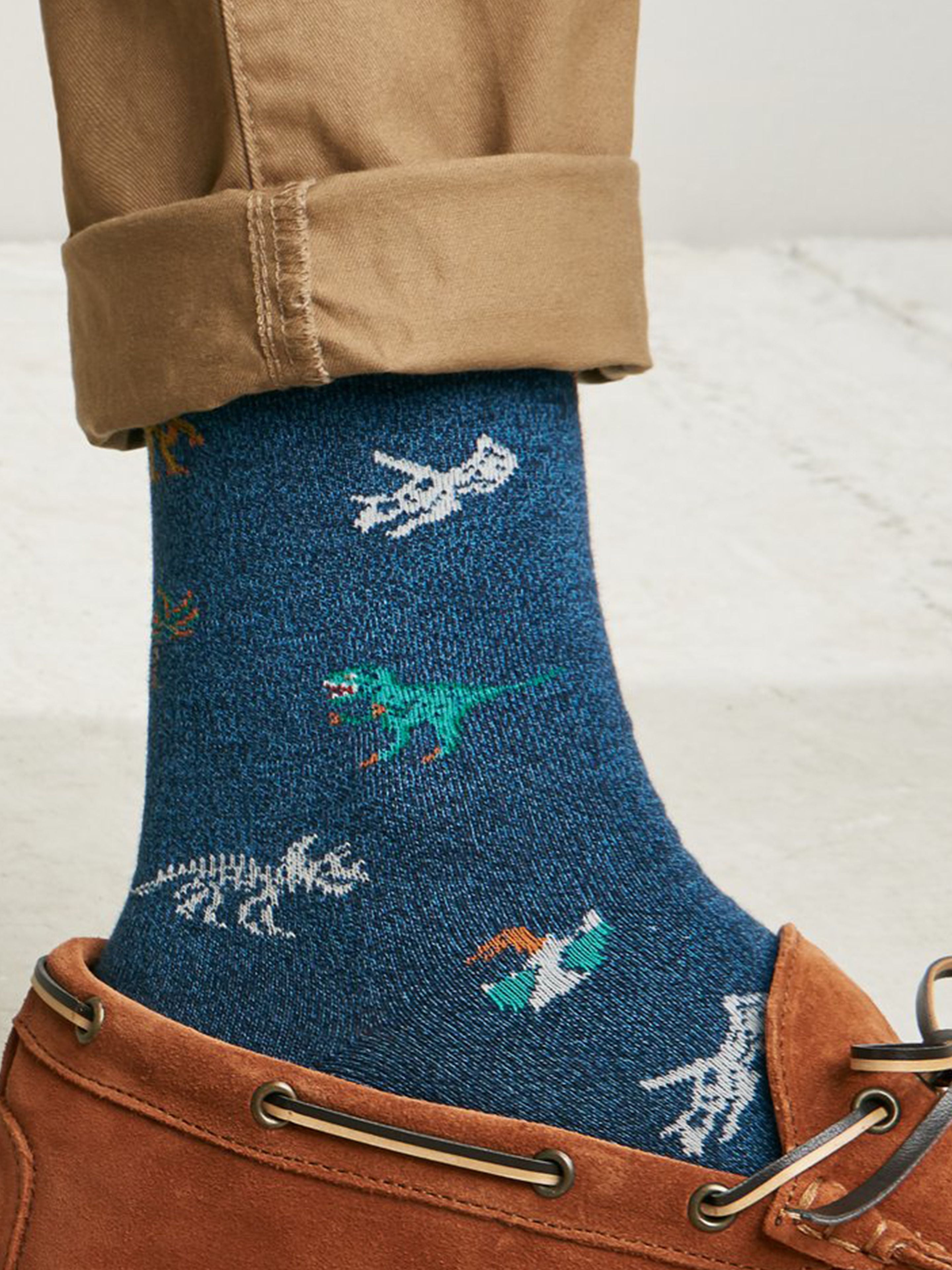 Dinosaur-Pattern Crew Socks