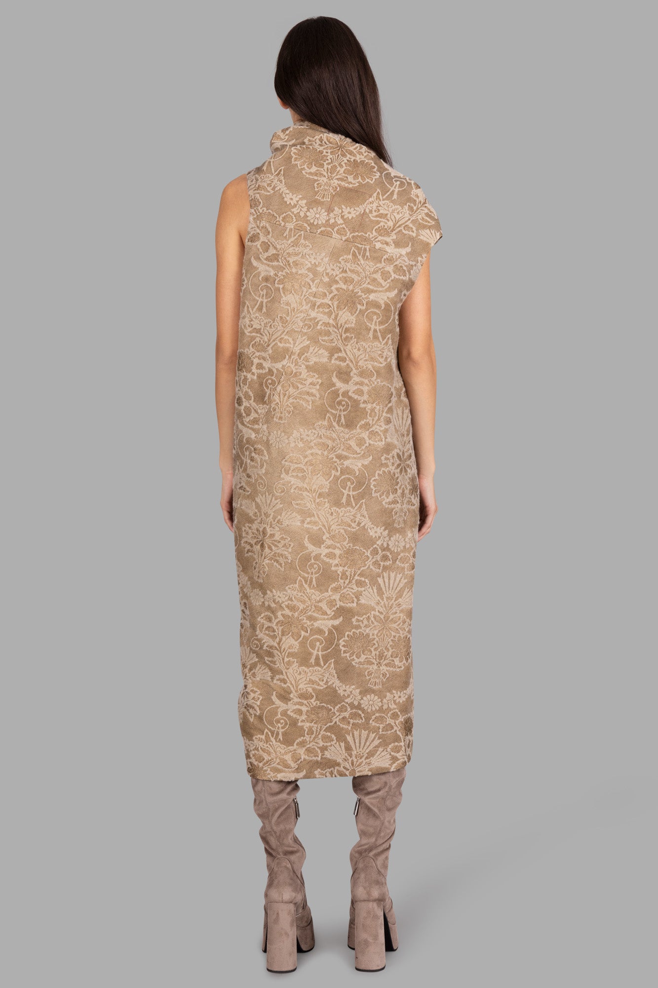 Patterned-jacquard Draped Dress
