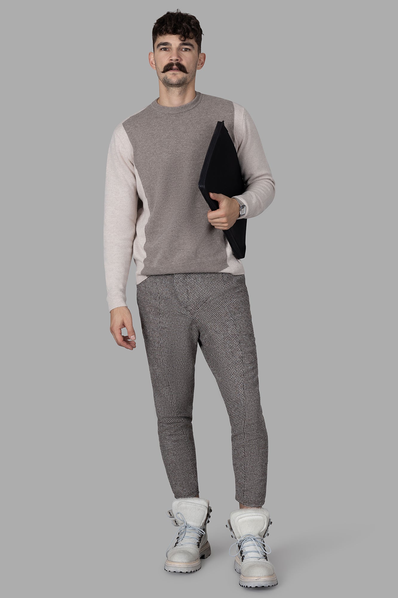 Grey Color-block Sweater