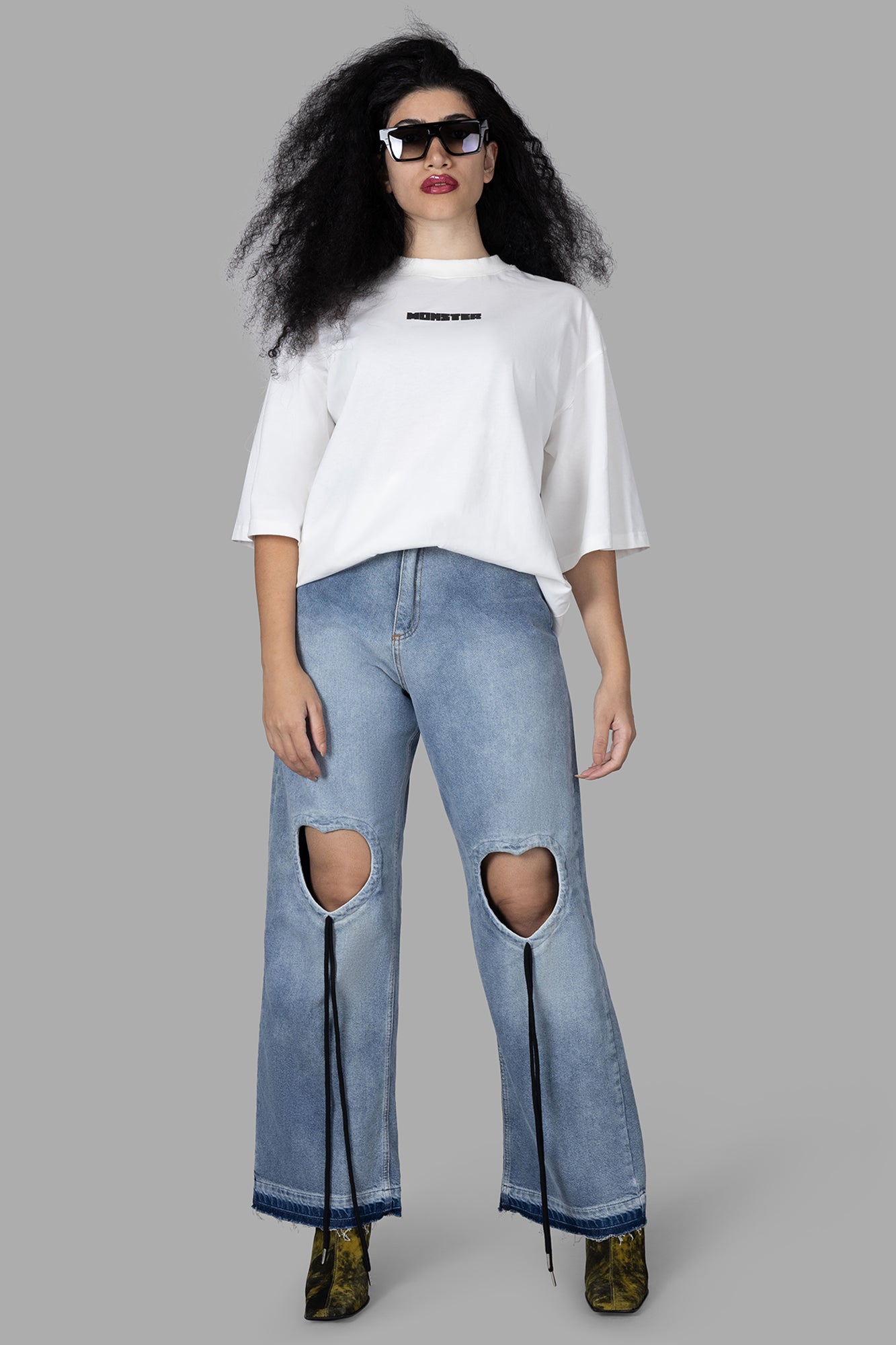 Heart Cut-out Jeans