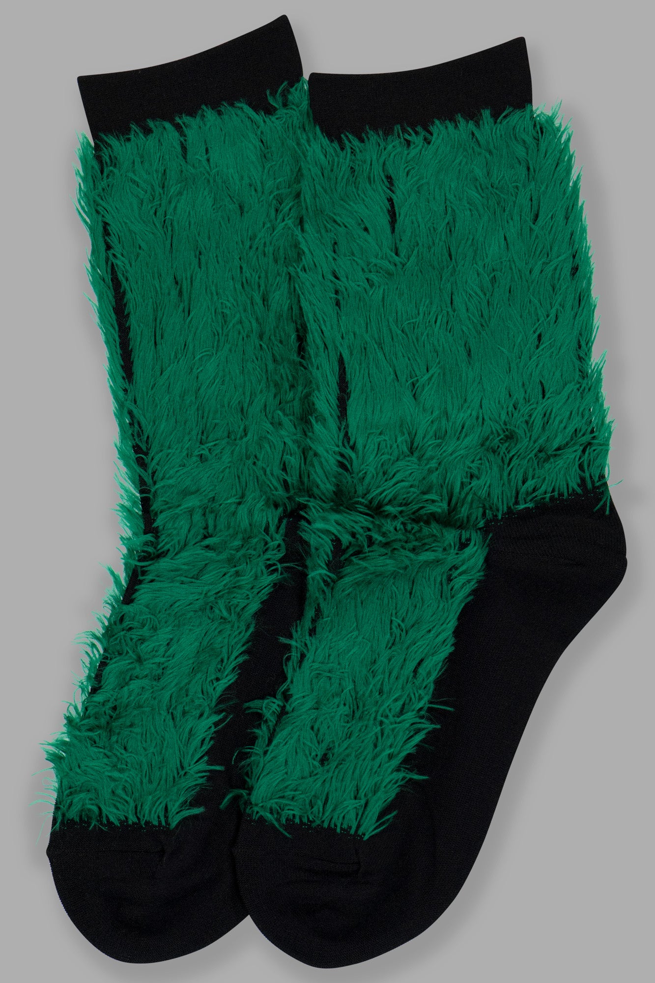 Black & Green Faux-fur Socks