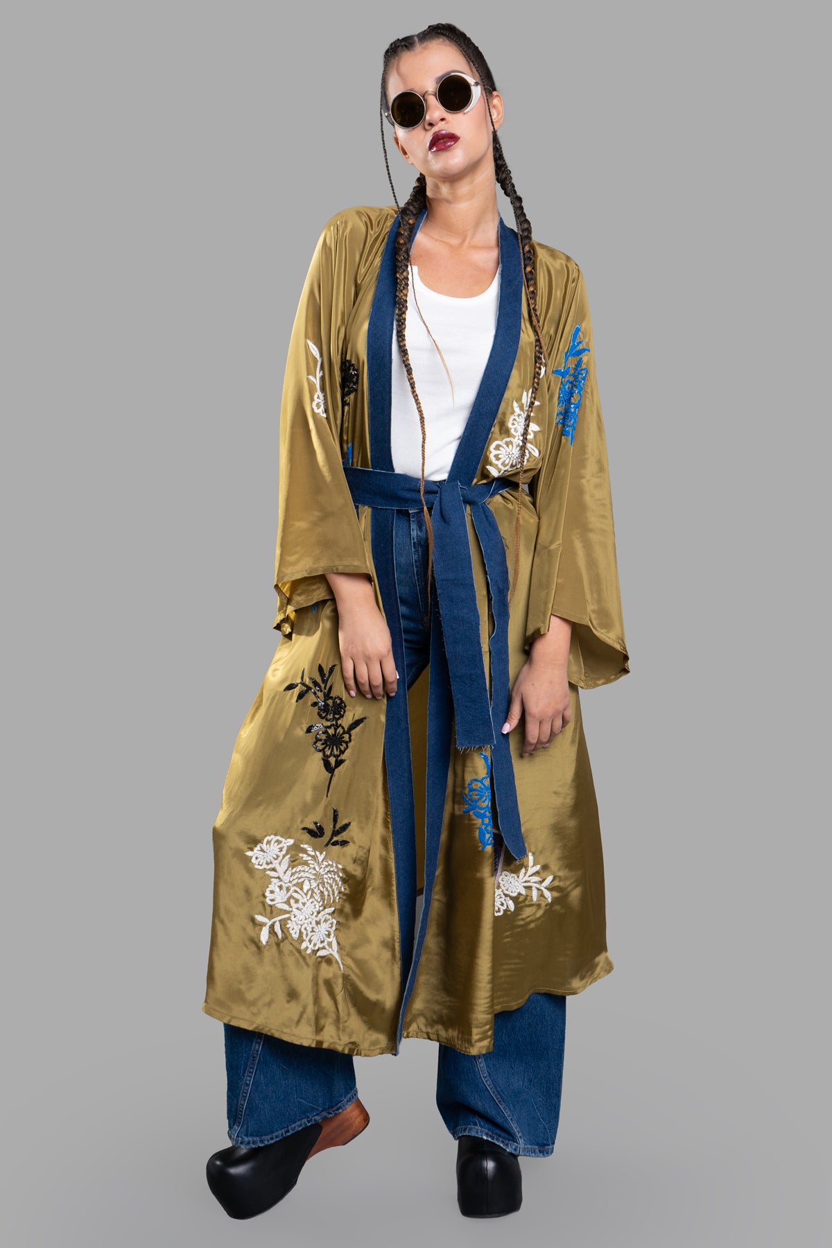 Denim-edge Kimono