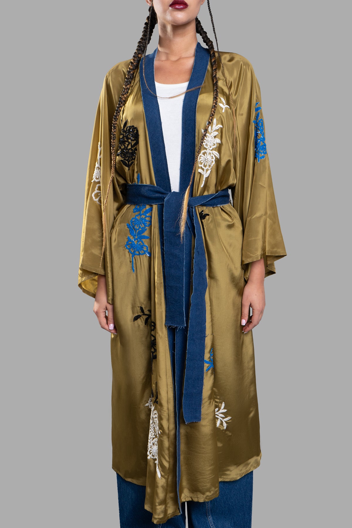Denim-edge Kimono