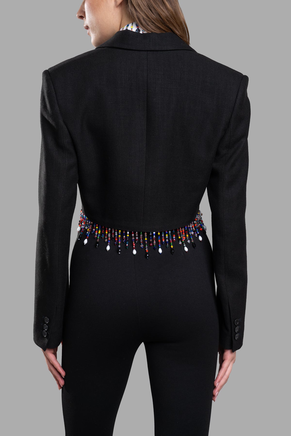 Cropped Beaded Blazer