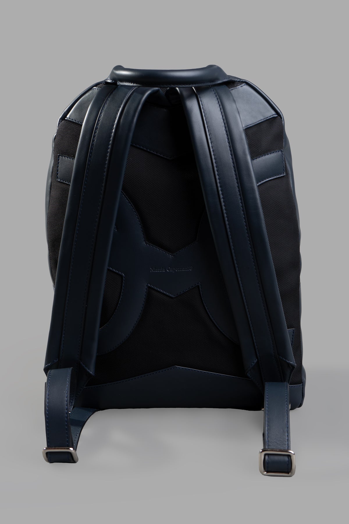 Navy Leather Backpack