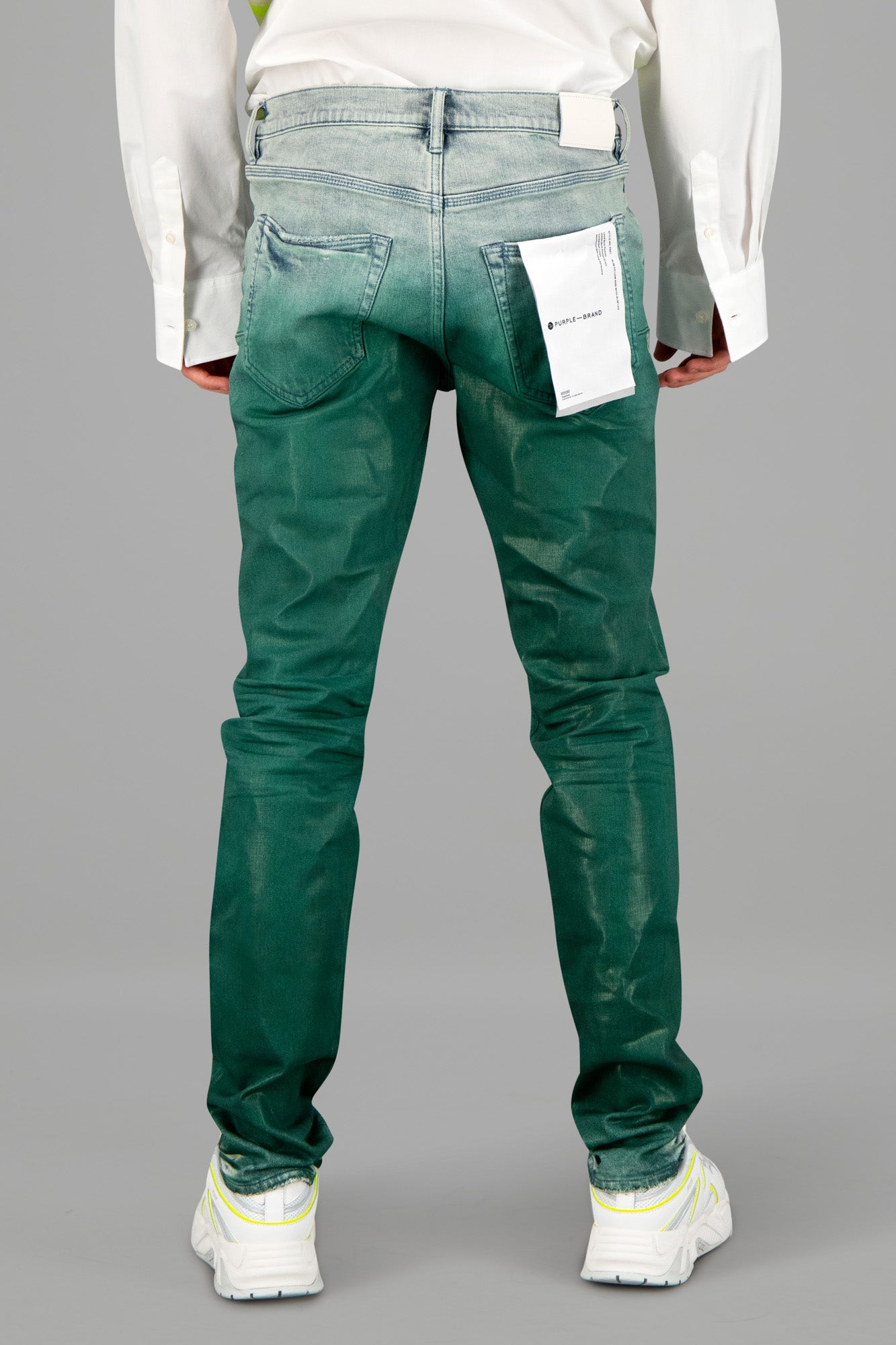Green Faded-Effect Skinny Jeans