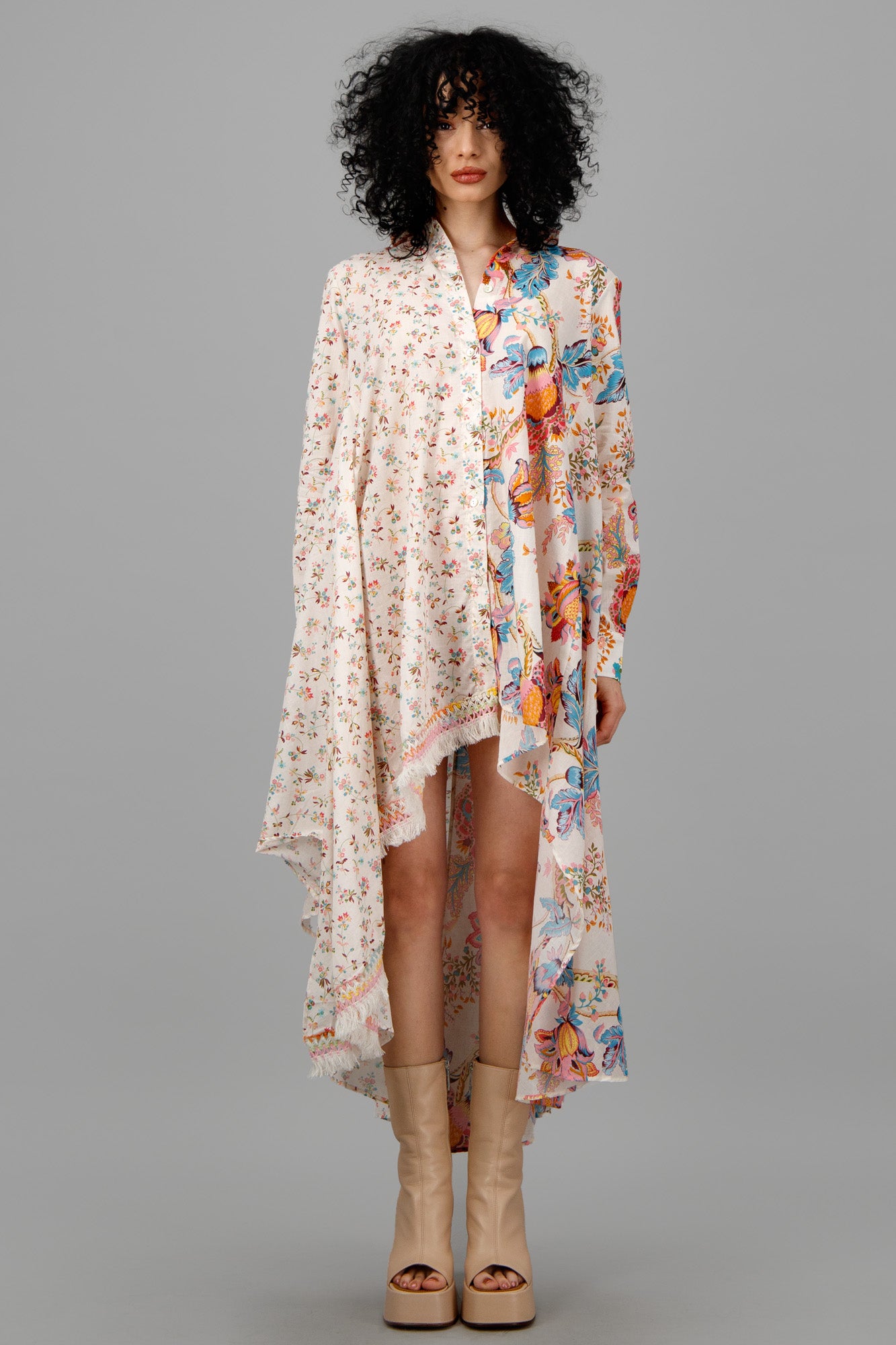 Double-Print Asymmetric Dress