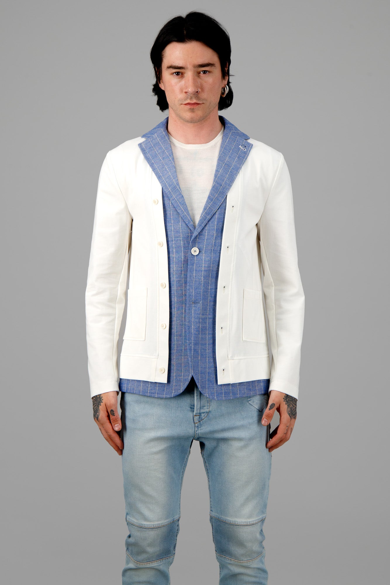 Layered-Effect Blazer Cardigan