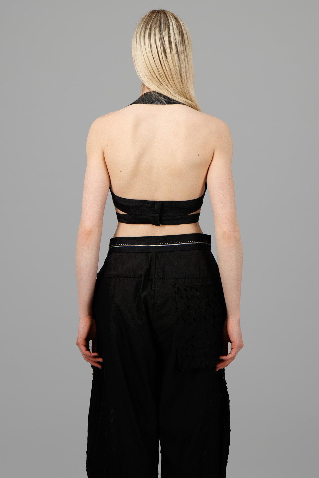Black Linen Crop Top