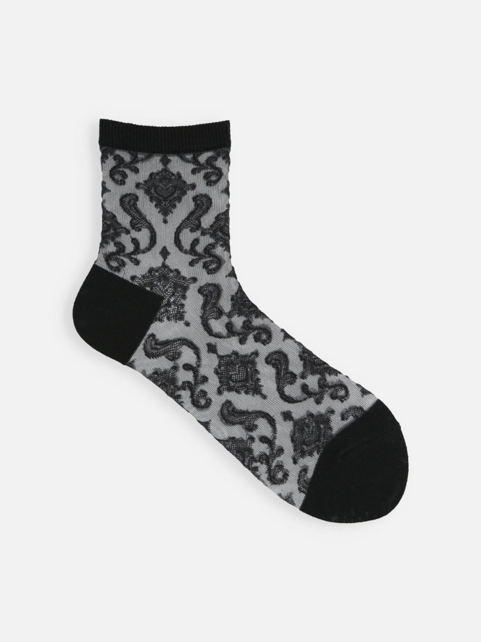 Tulle Damask Pattern Low Crew Socks