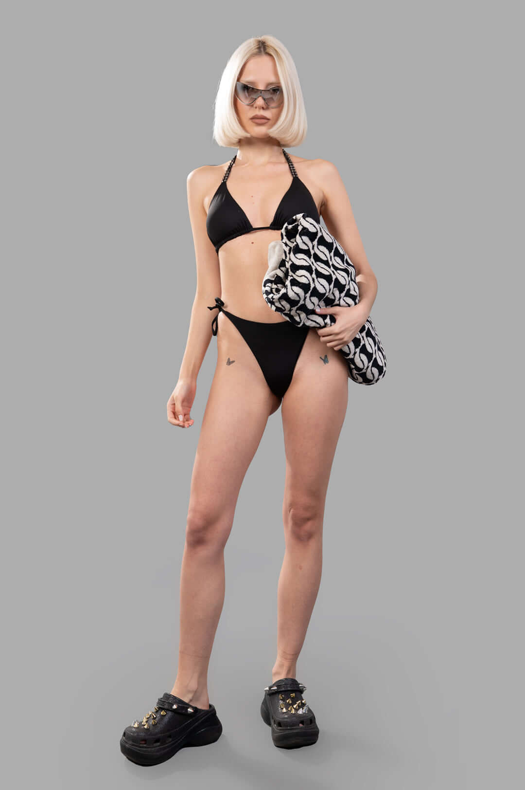 Bedazzled-strap Bikini Set