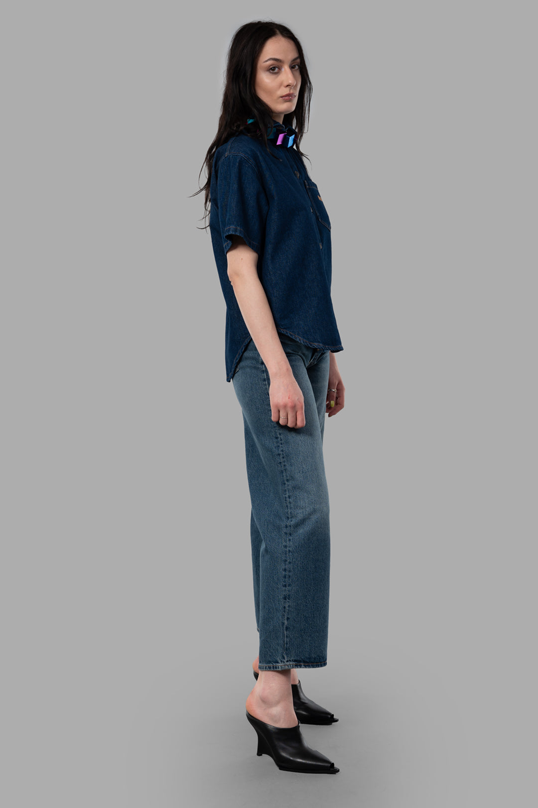 Open-Back Denim Shirt