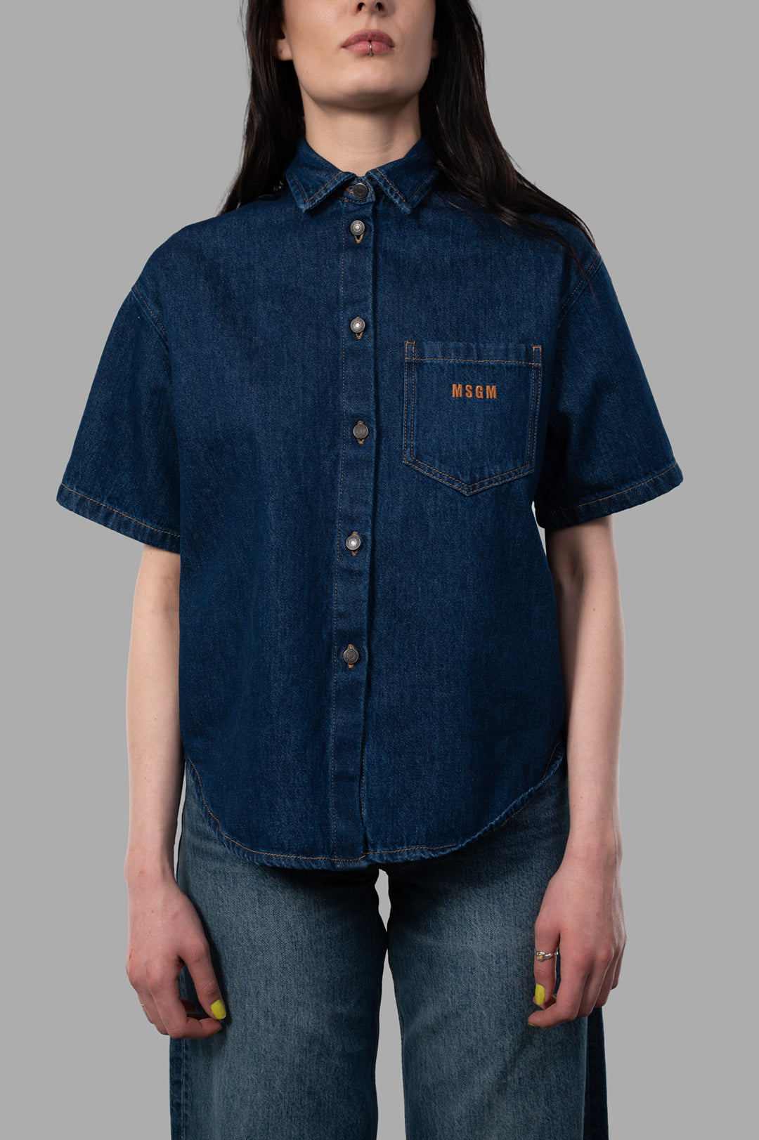 Open-Back Denim Shirt