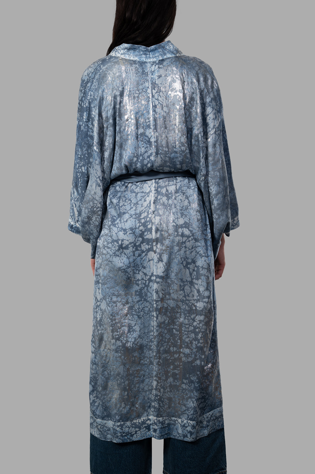 Abstract-print Silk Kimono