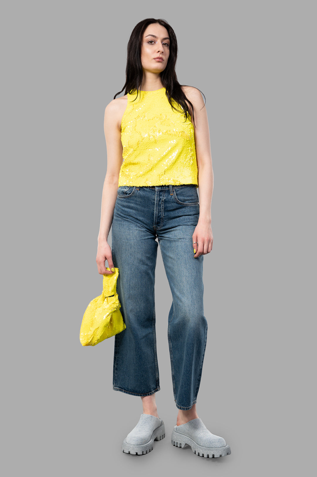 Yellow Sequin Top