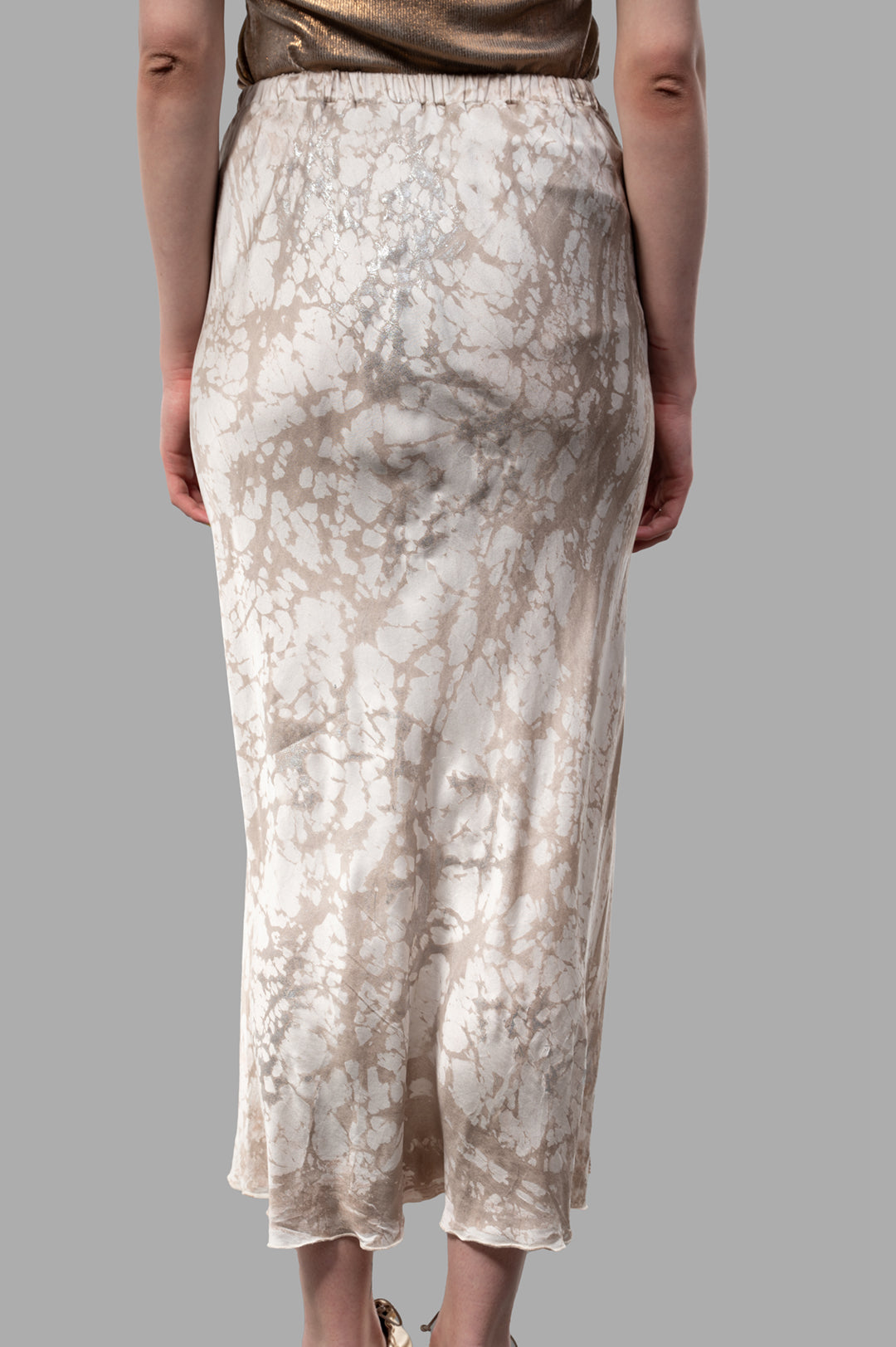 Marble-print Silk Skirt