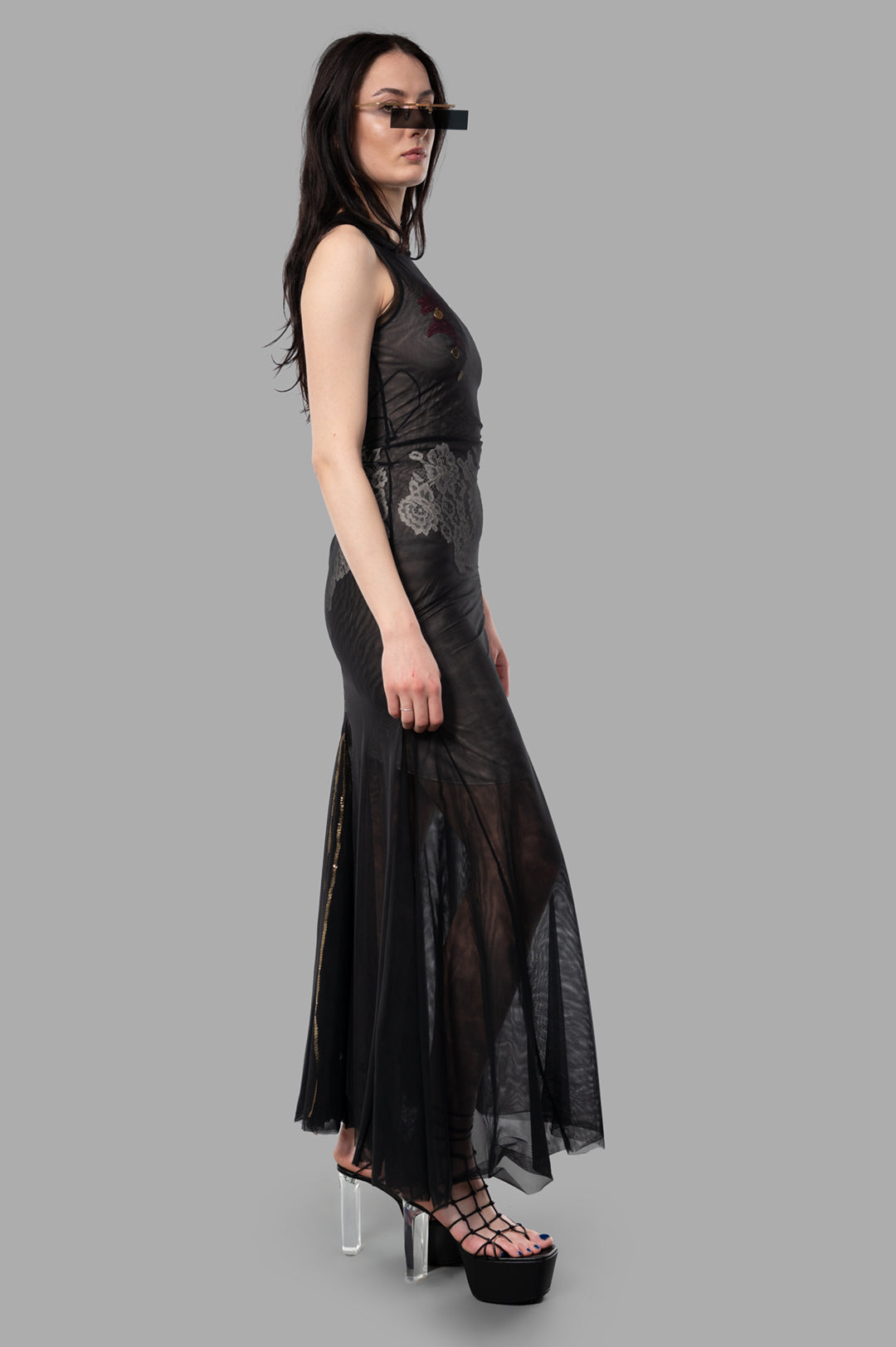 Lace-detail Dress in Black