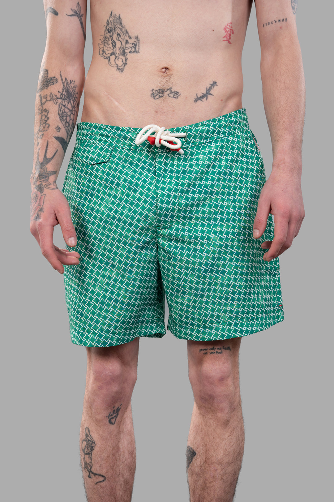 Drawcord Swim Shorts in Green
