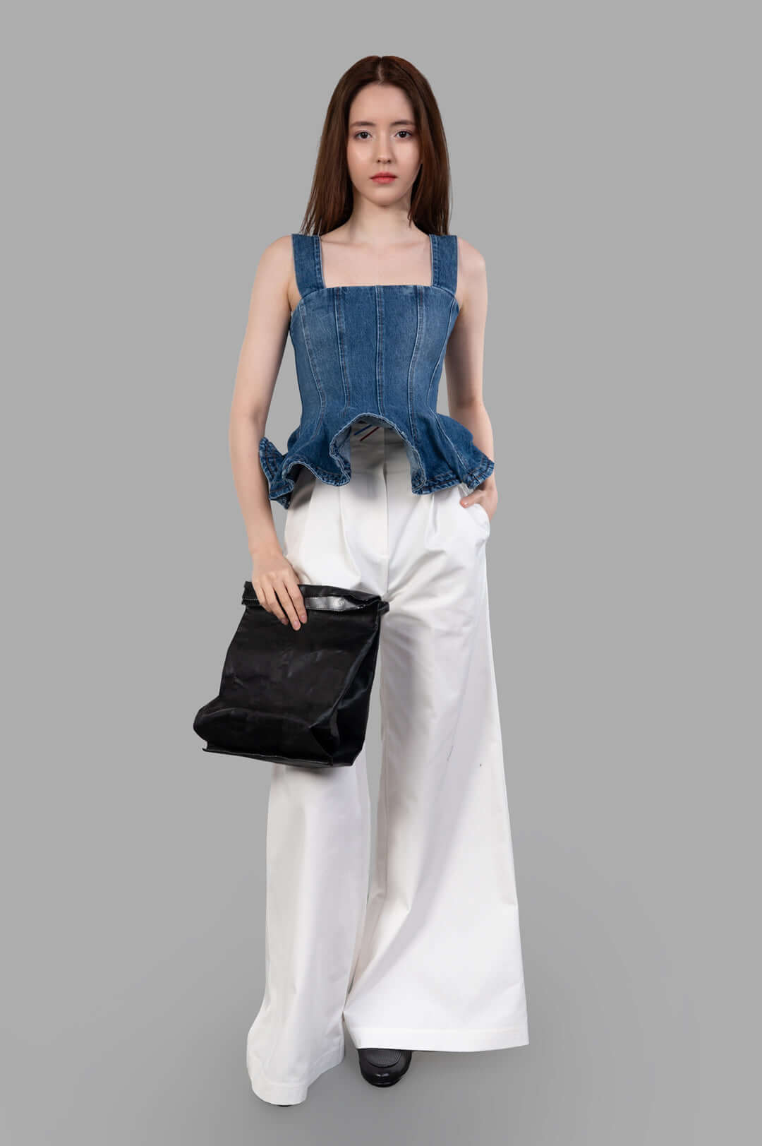 Denim Peplum Top