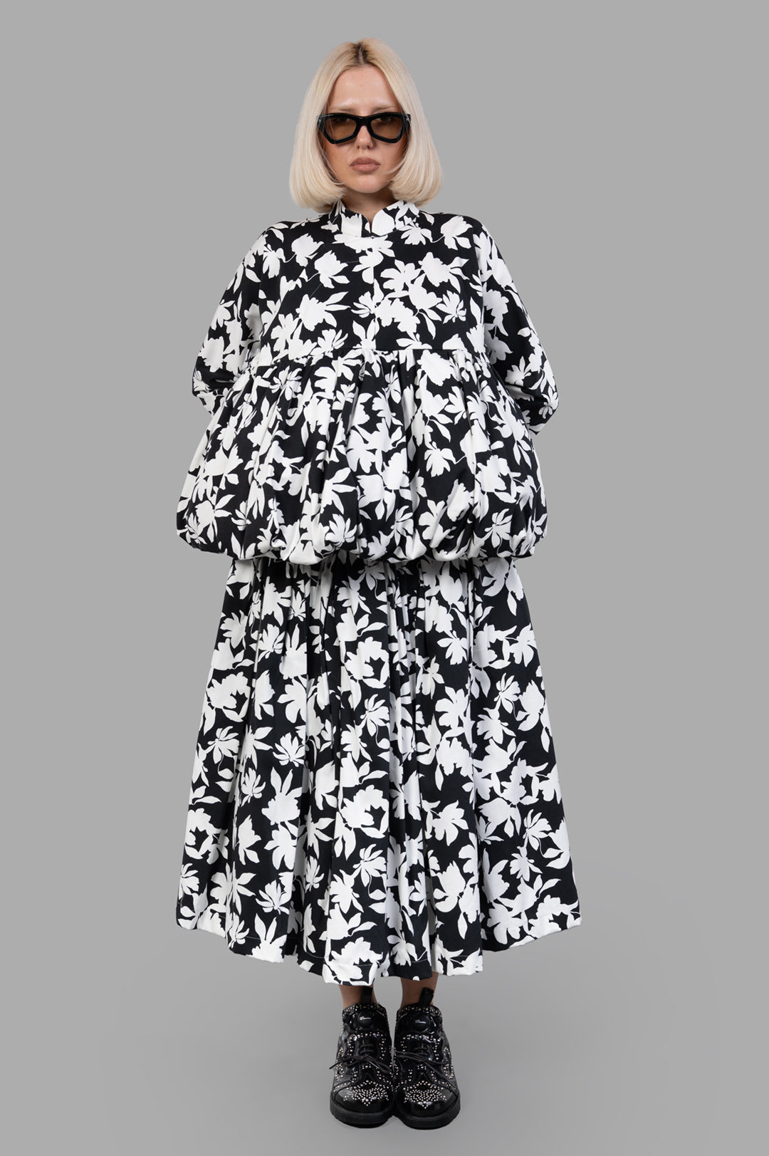 Floral-print Pleated Jacket