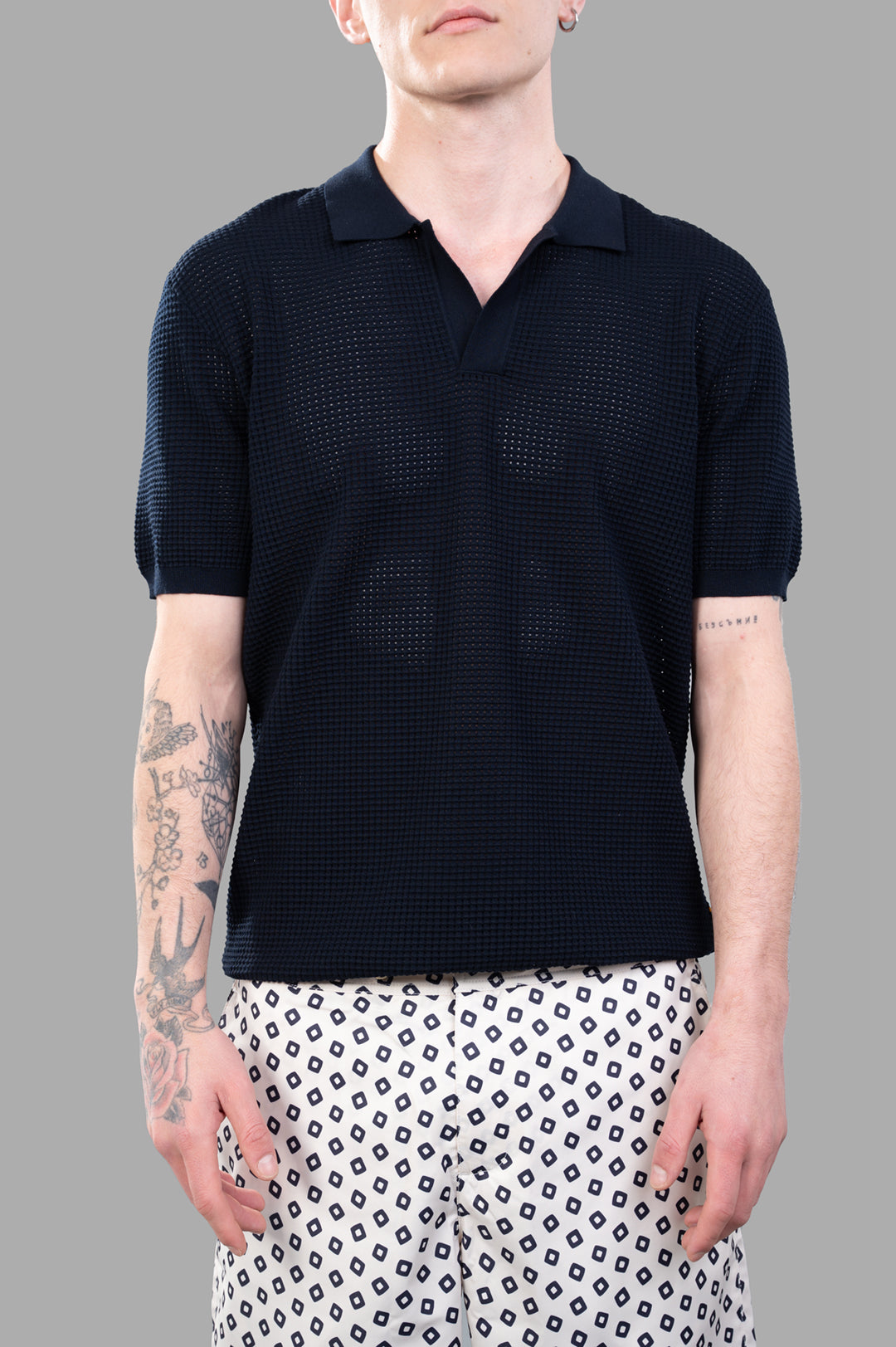 Waffle Mesh Polo Shirt