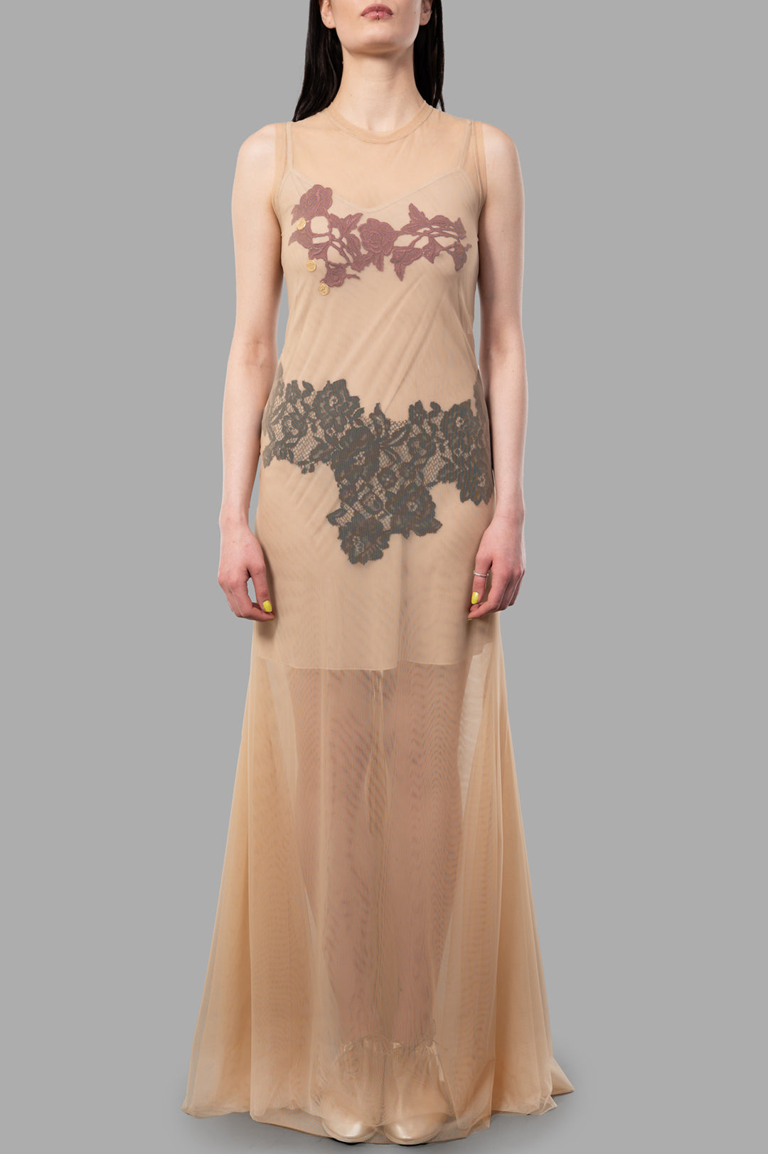 Lace-detail Dress in Beige