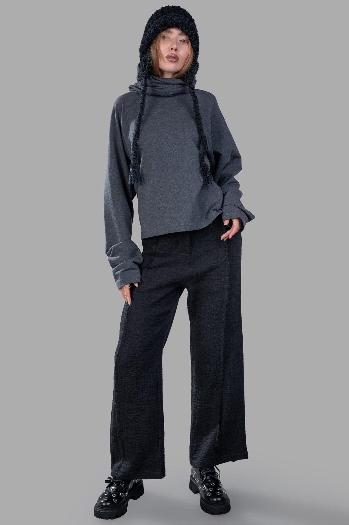 Raglan-Sleeve Turtleneck Top