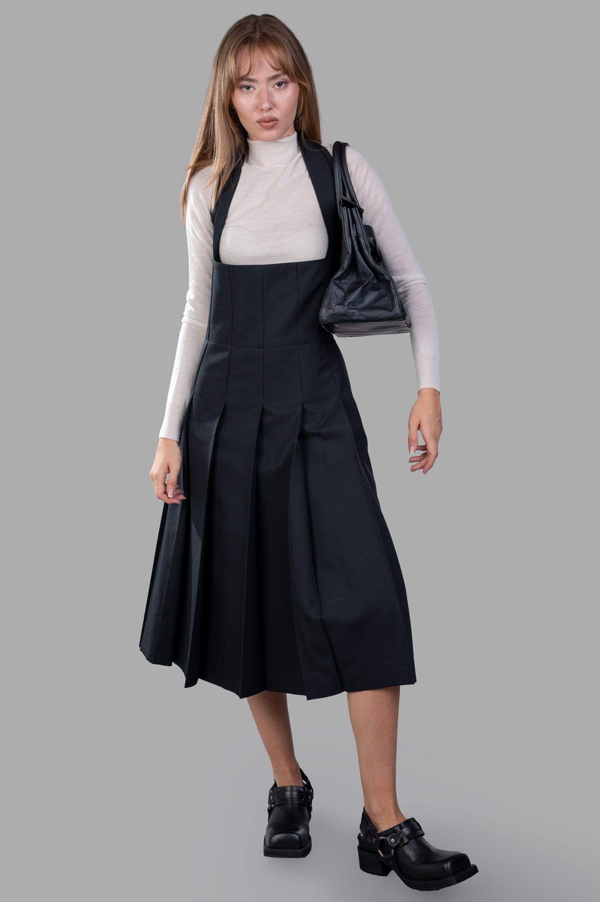 Pleated Suspender Dress