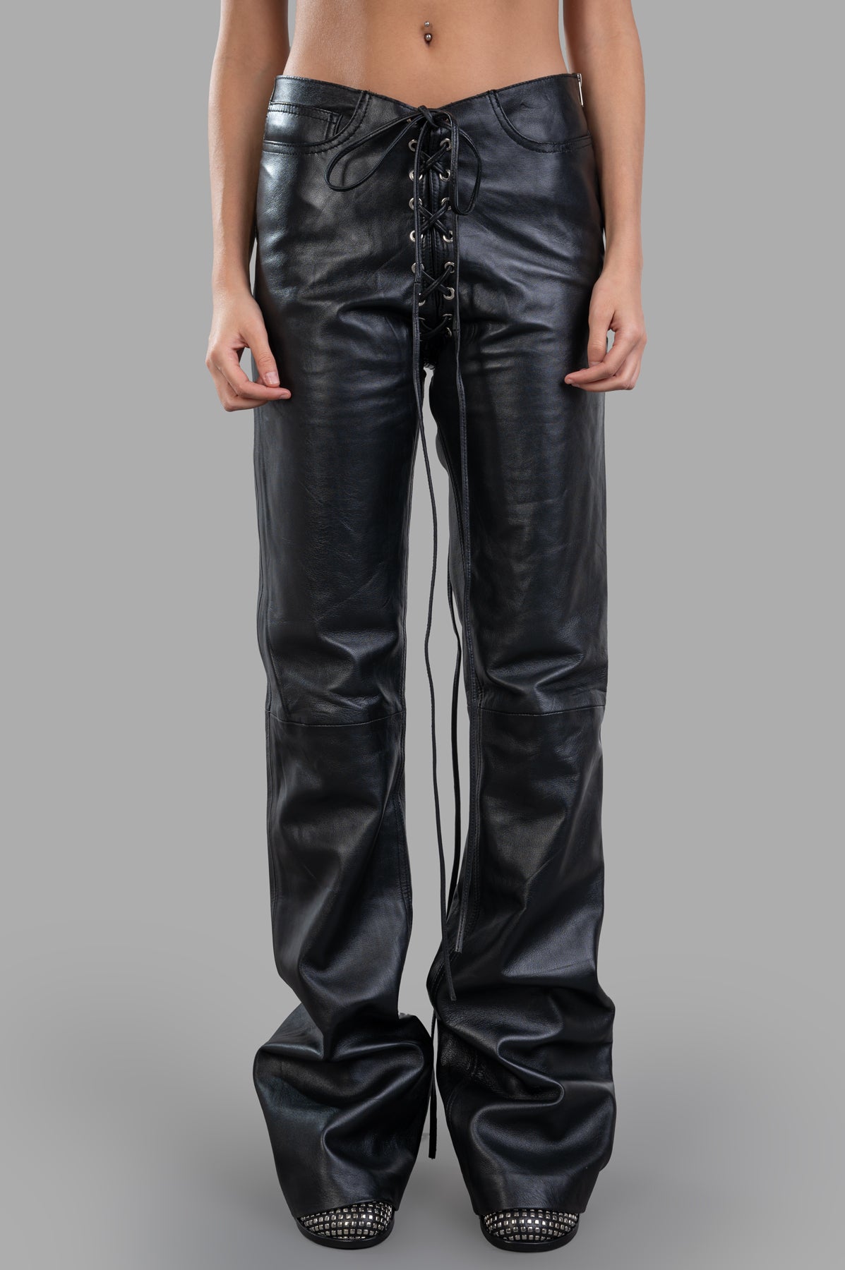 Lace-Up Leather Pants