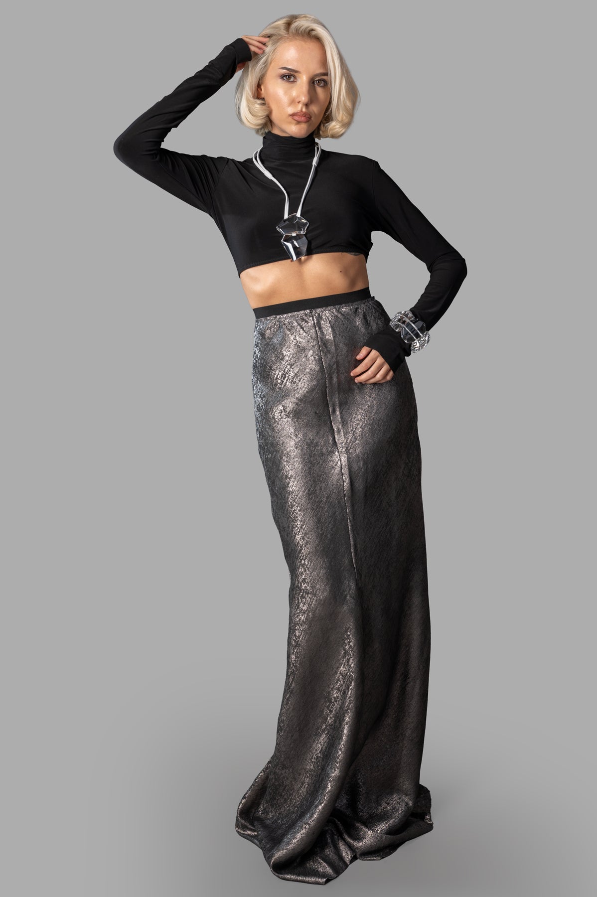 Shiny maxi skirt discount