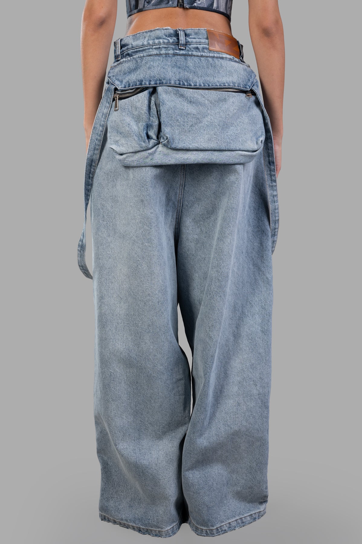 Washed Suspender Jeans