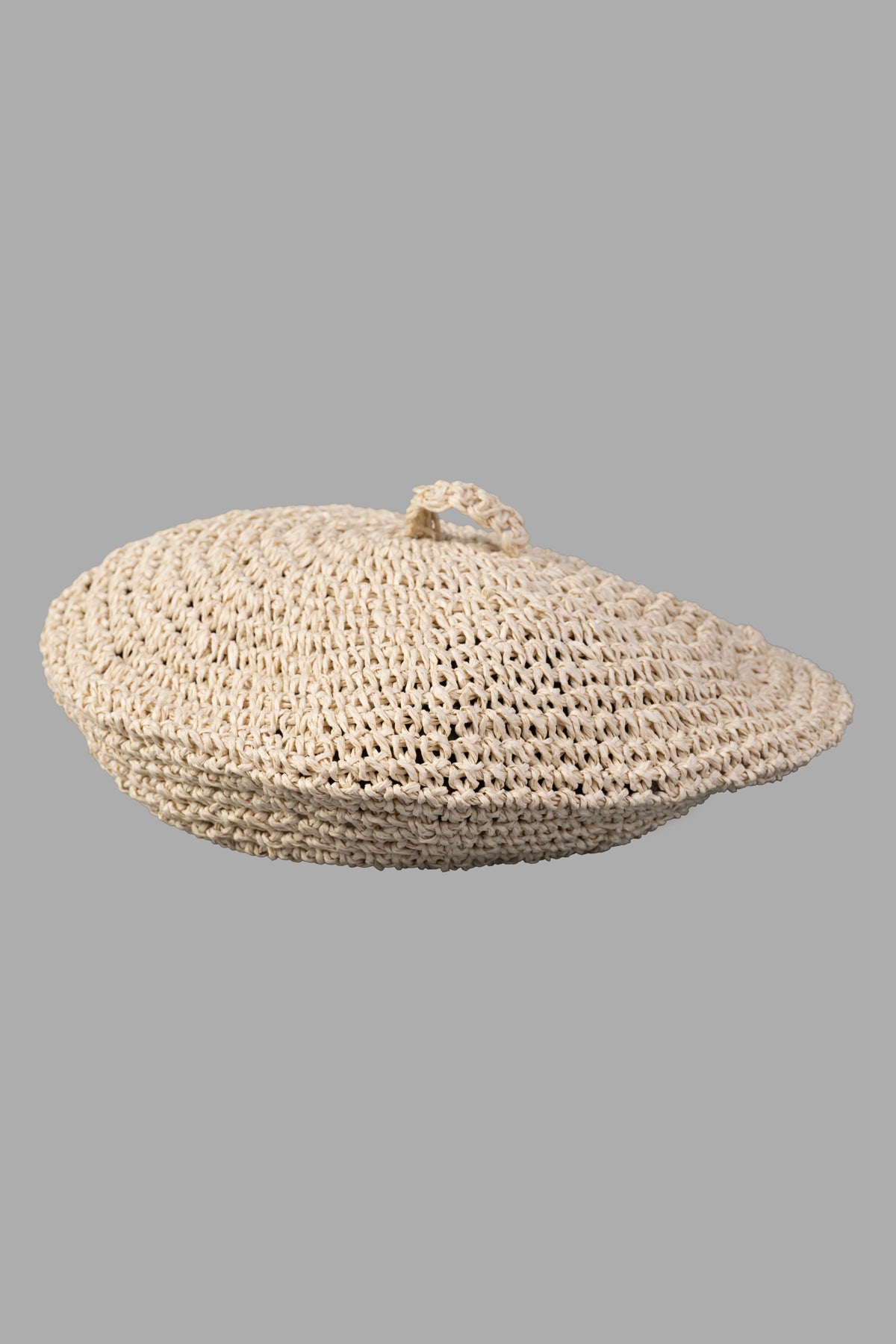 Raffia Beret in Cream