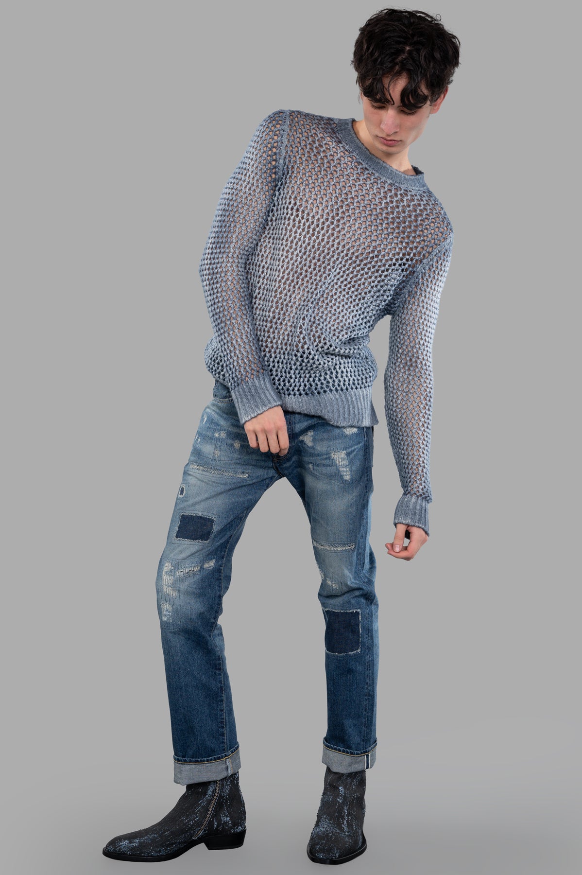 Blue Open-knit Sweater