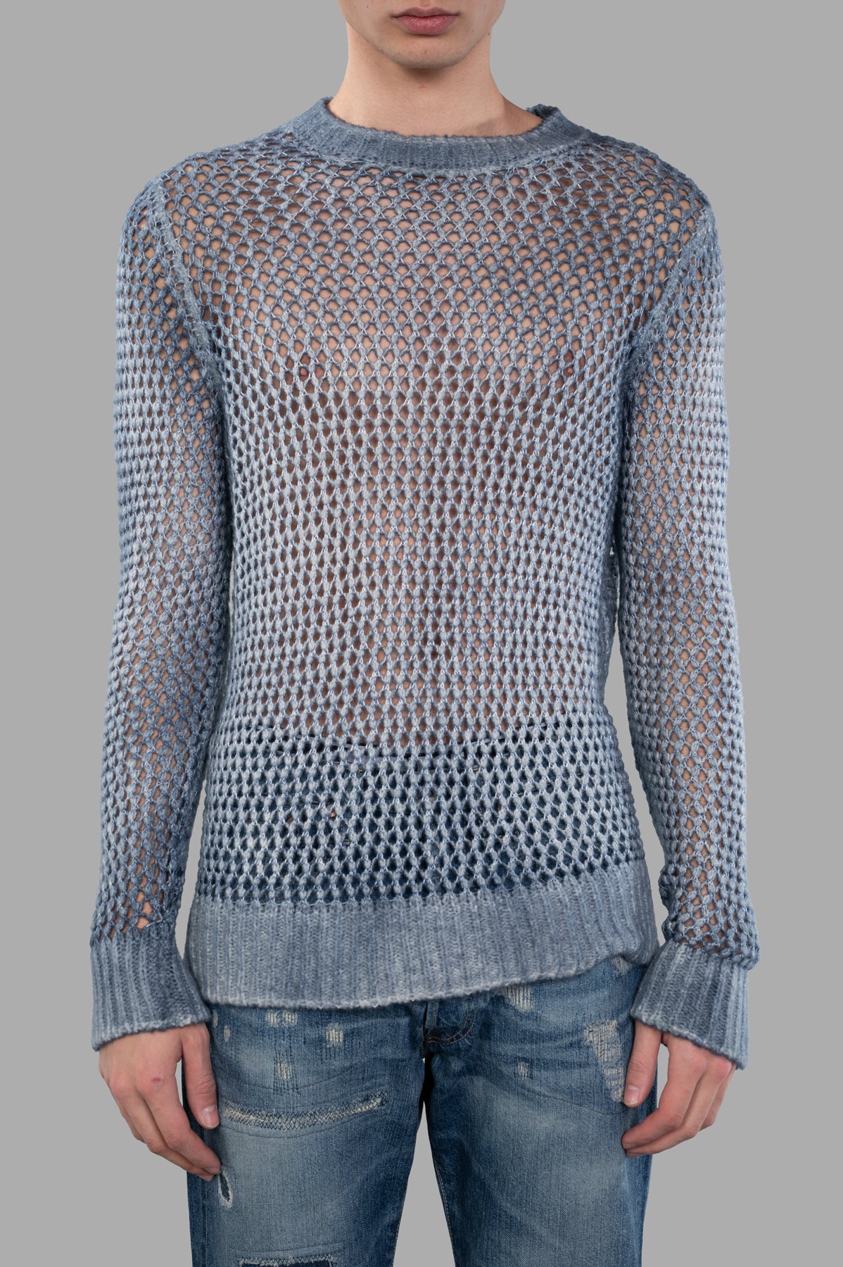 Blue Open-knit Sweater