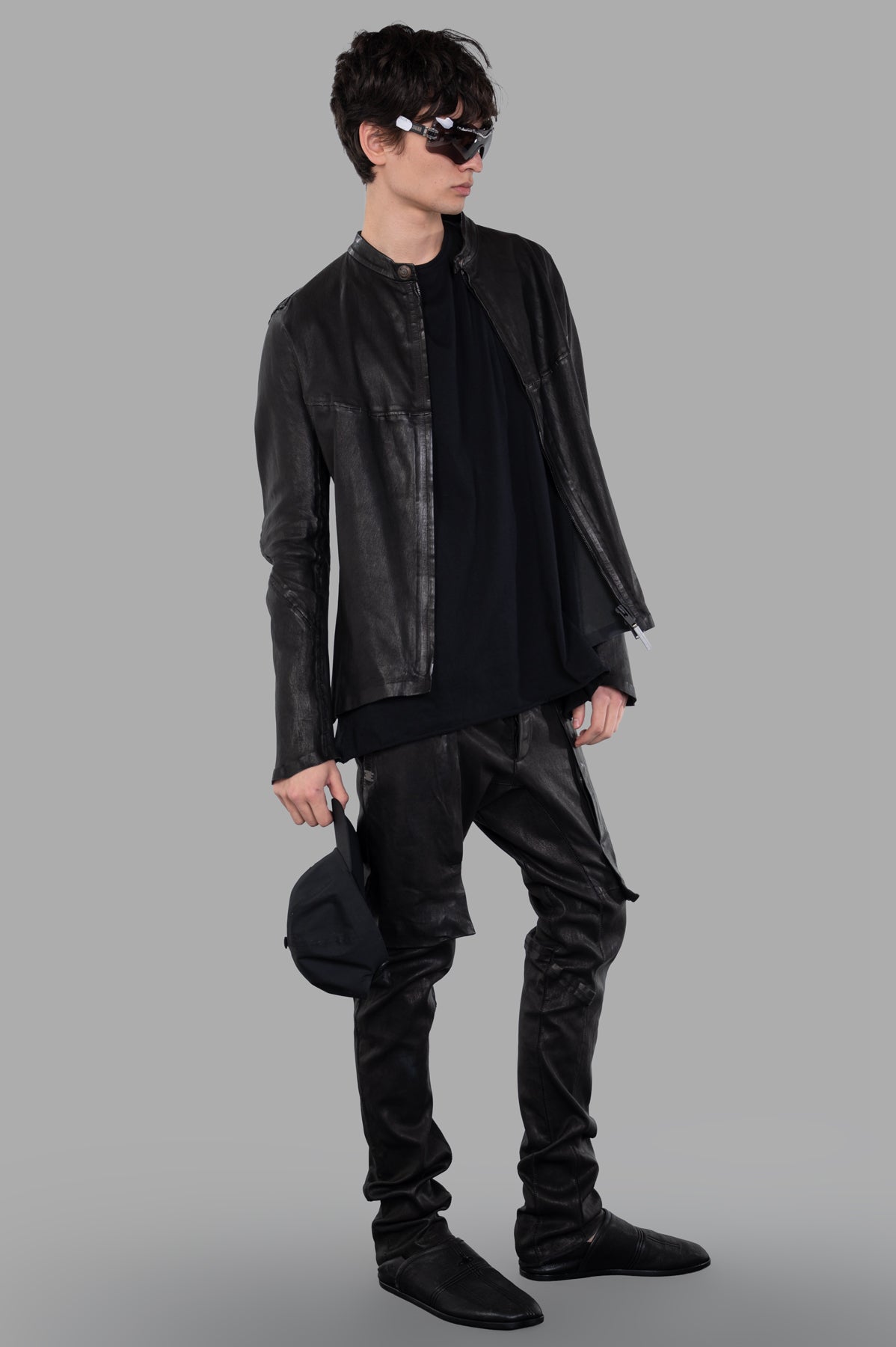 Curved-hem Leather Jacket