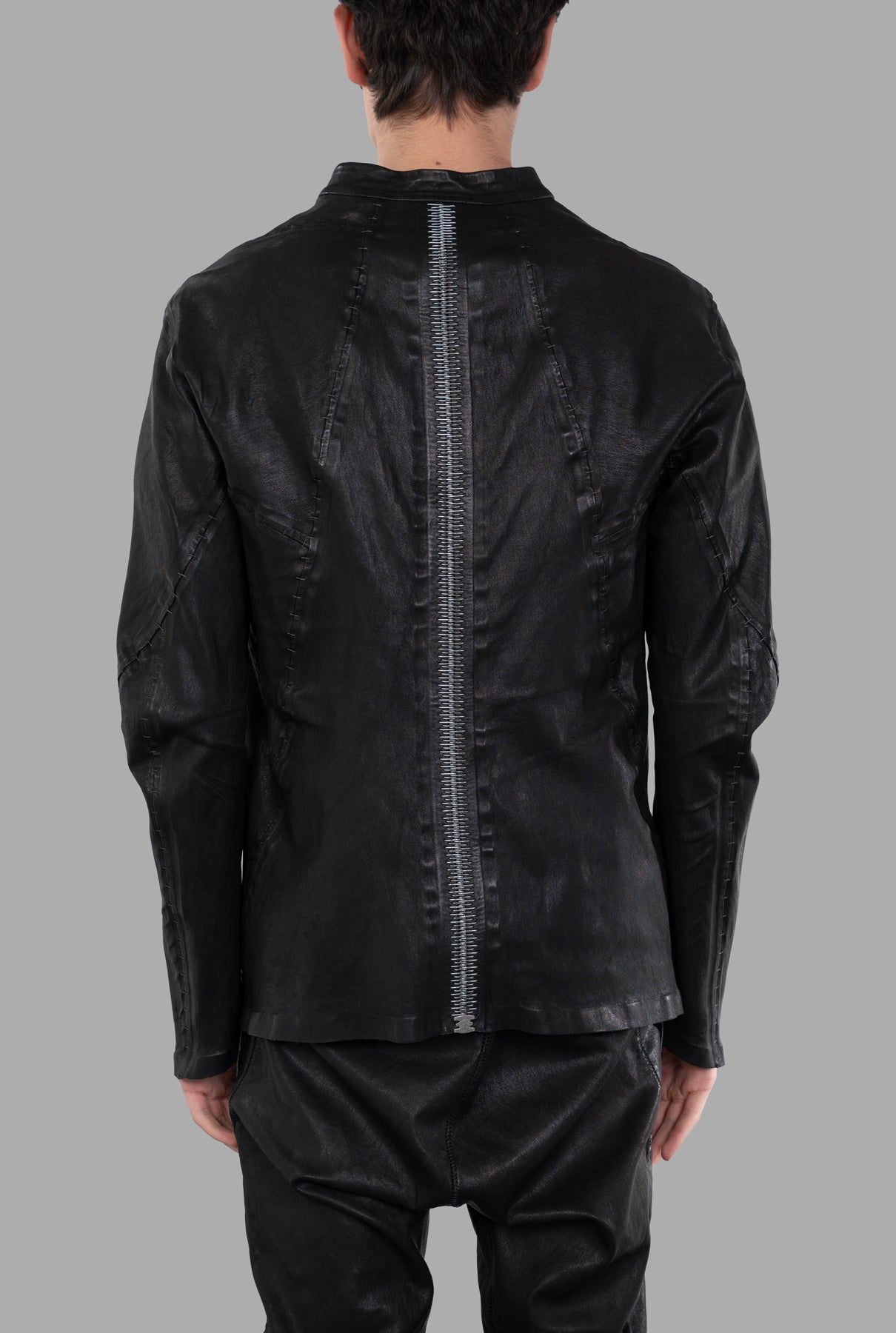 Curved-hem Leather Jacket