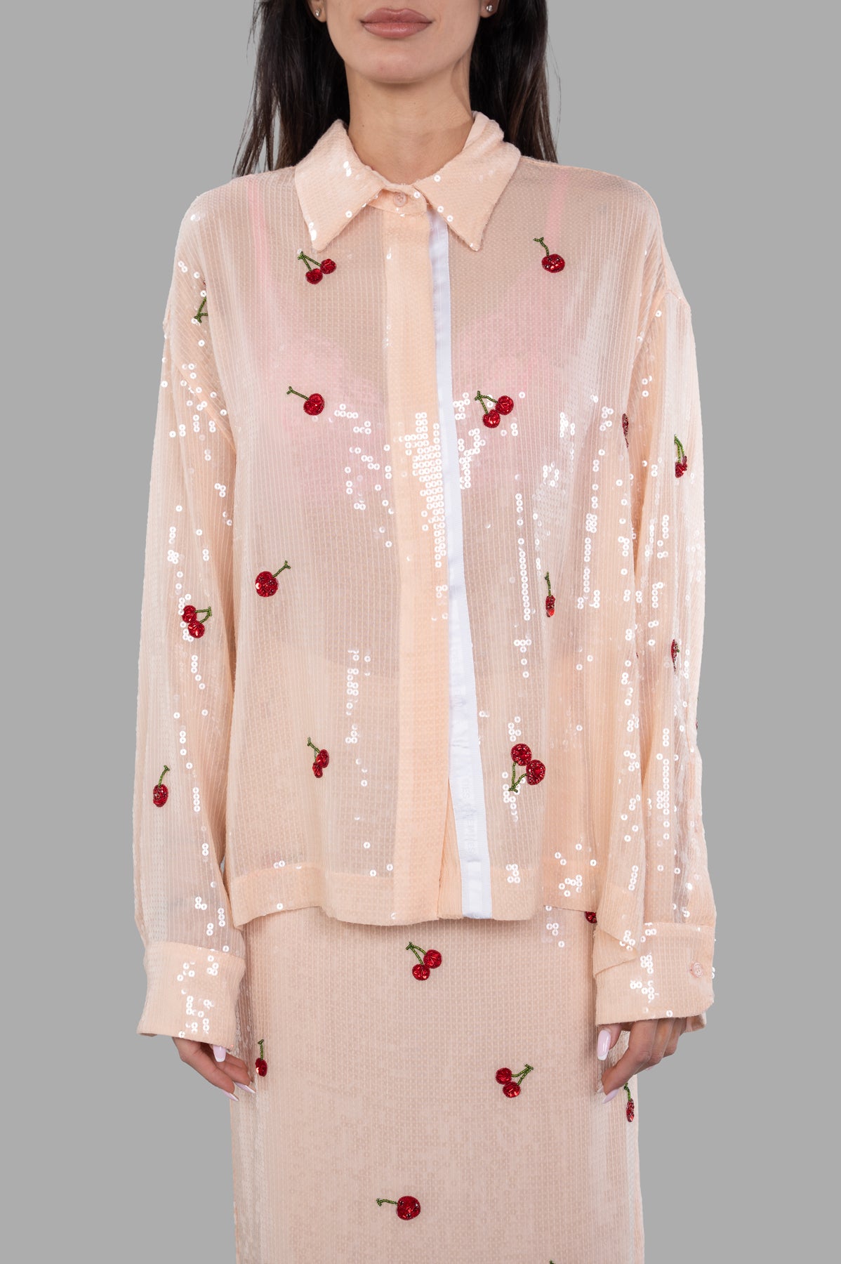Sequined Cherry Boyfriend Shirt