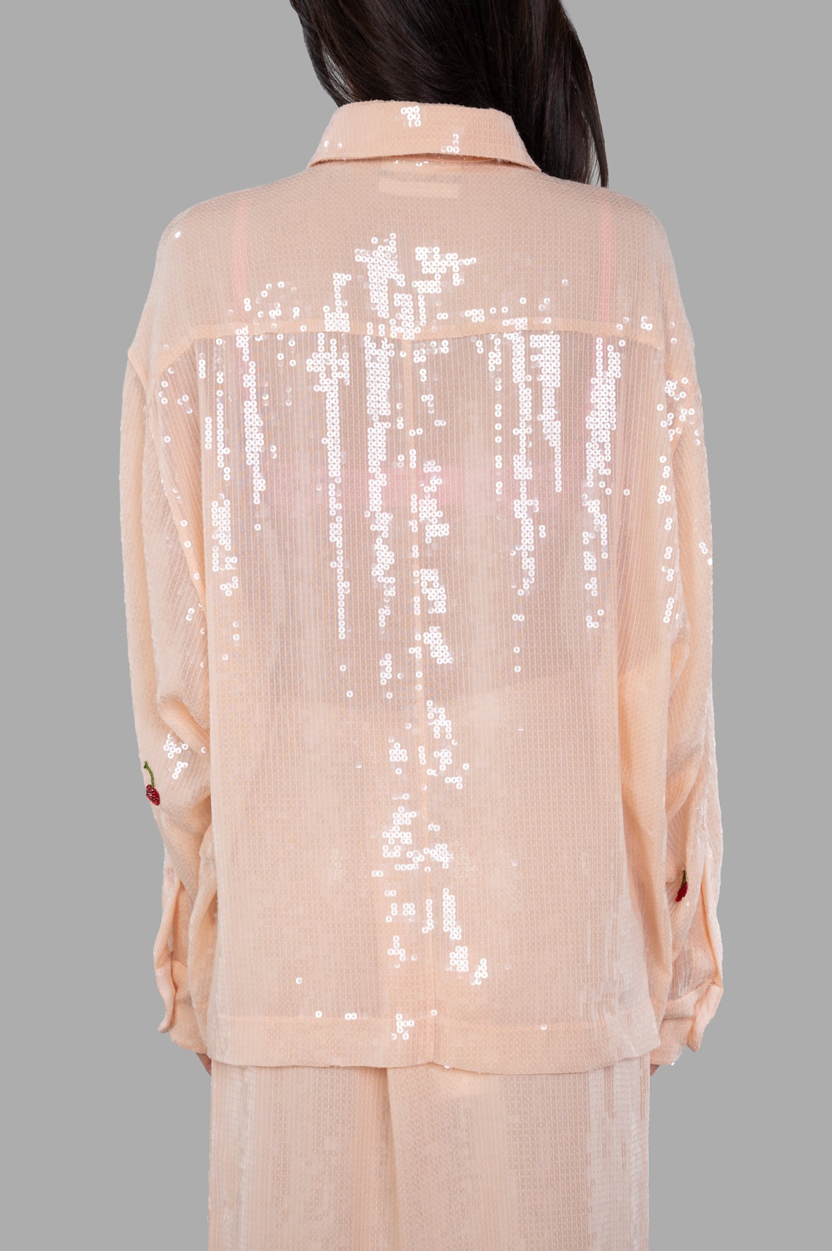 Sequined Cherry Boyfriend Shirt