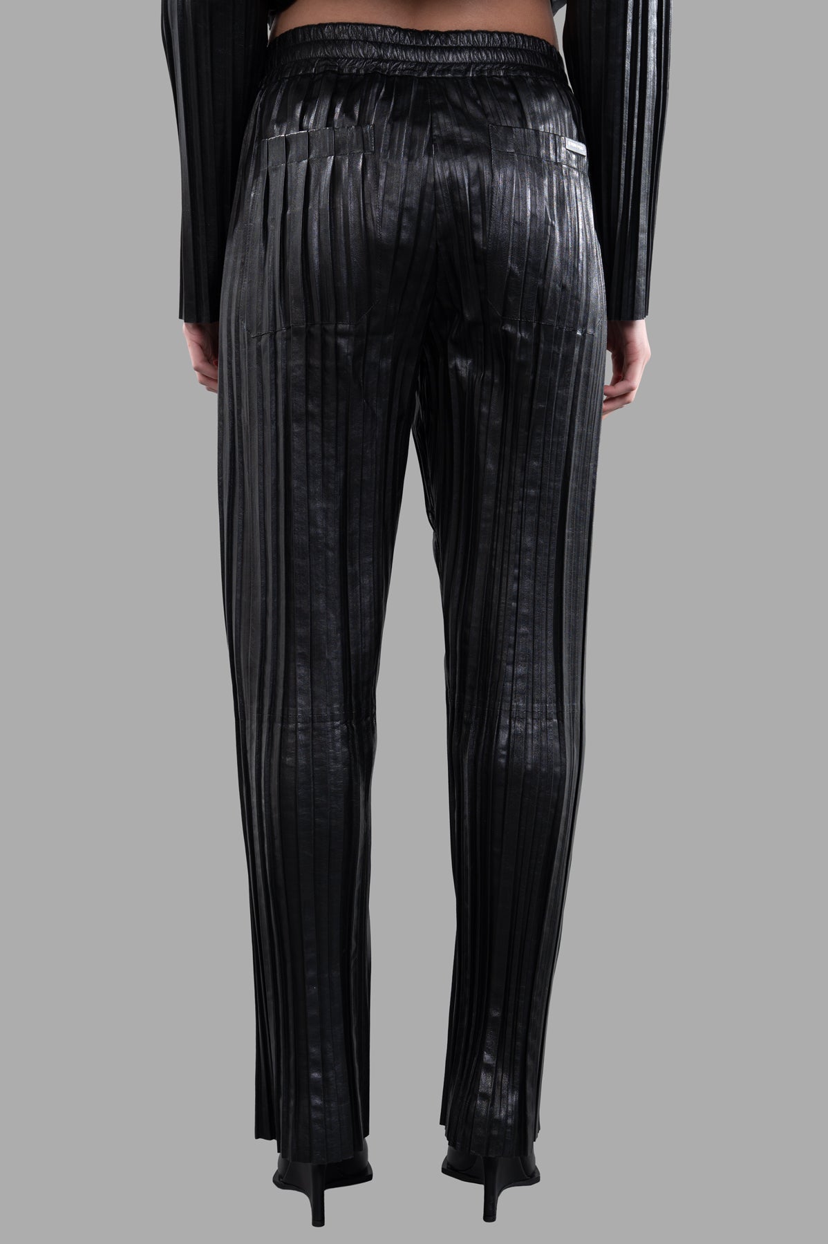 Pleated Leather Car Trousers