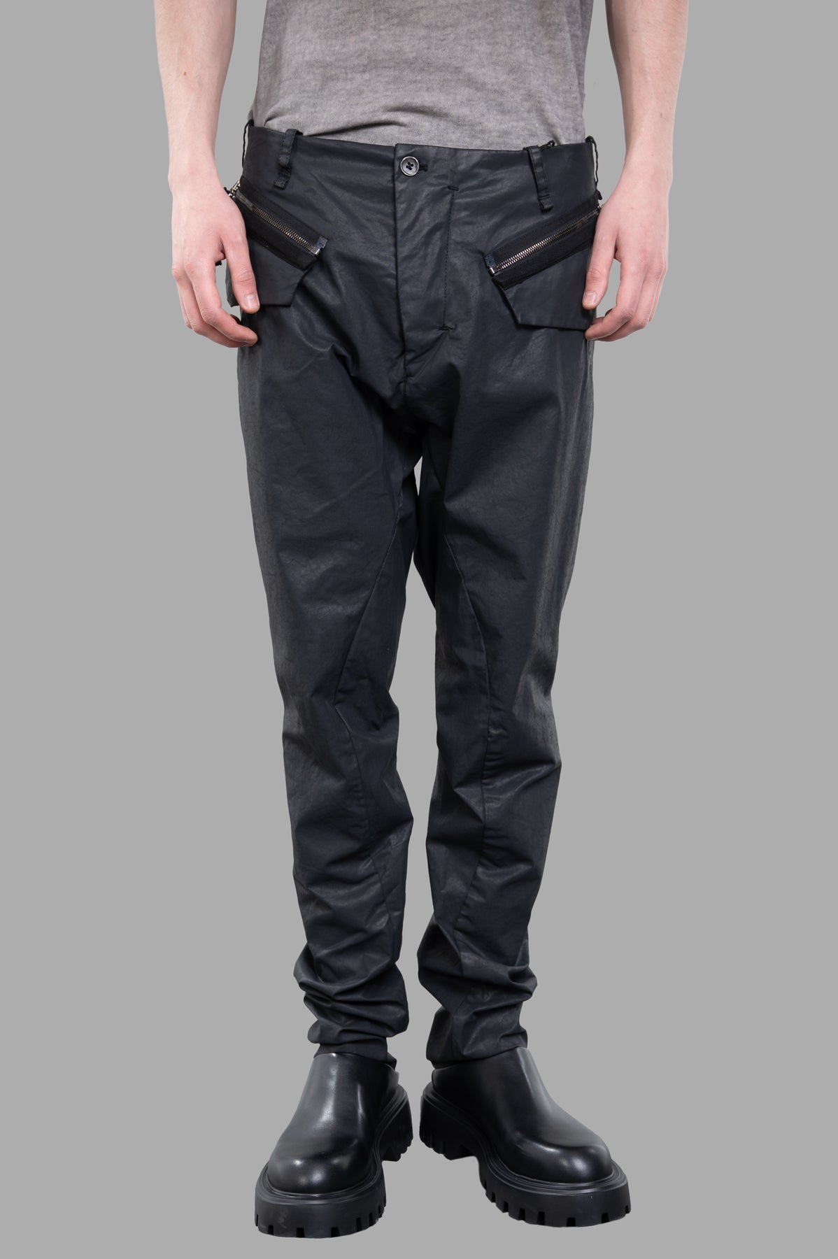 Coated Drop-crotch Pants