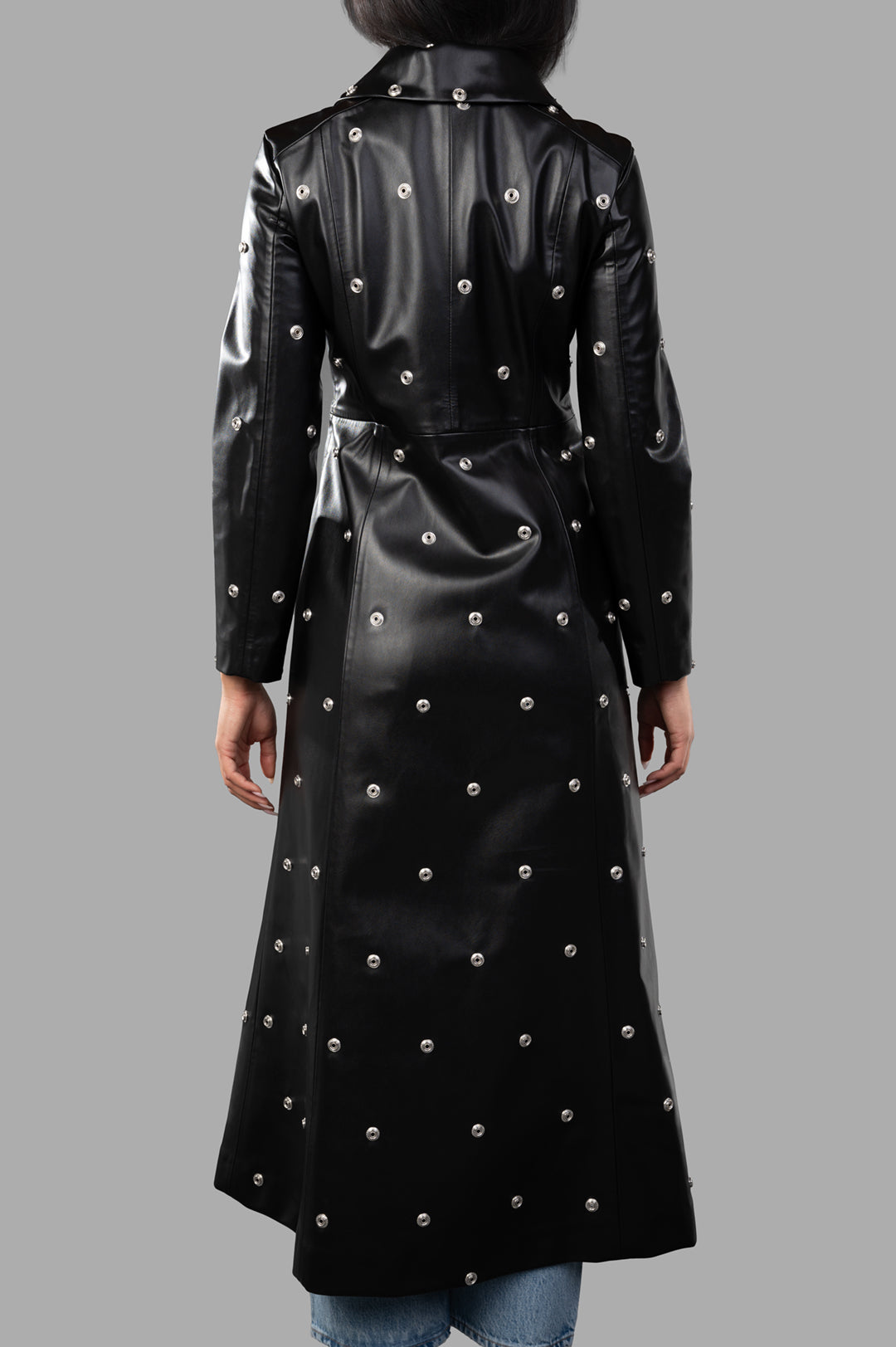 Faux Leather Studded Coat