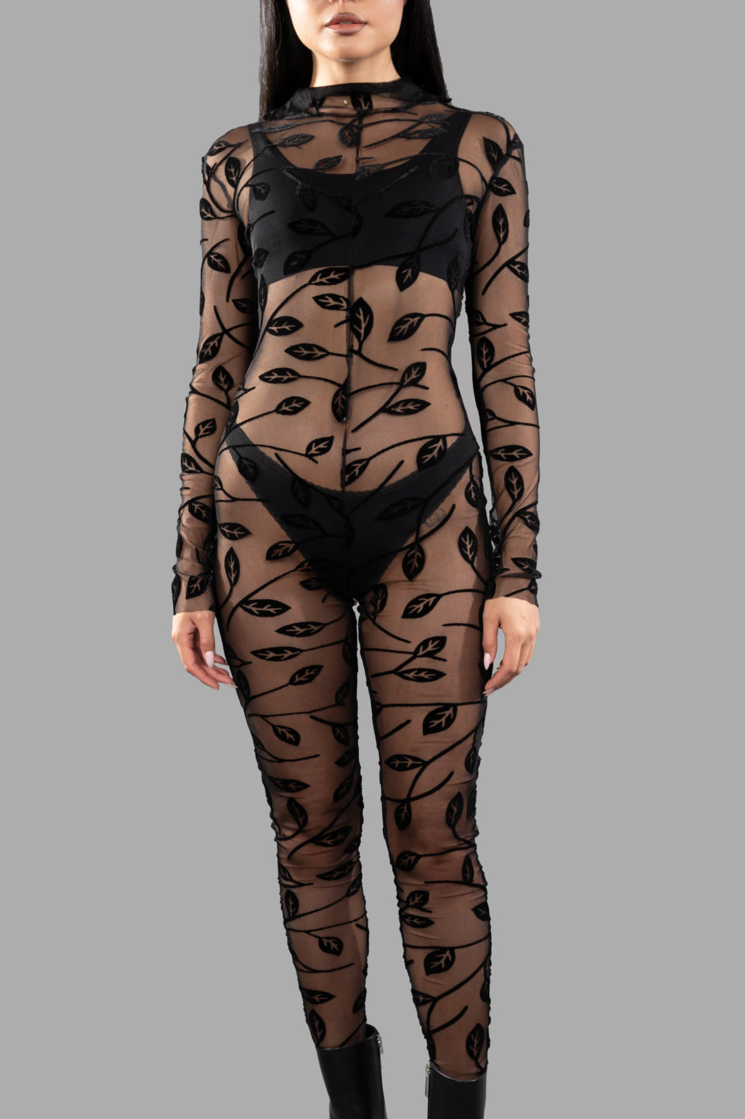 Long-sleeved Lace Catsuit
