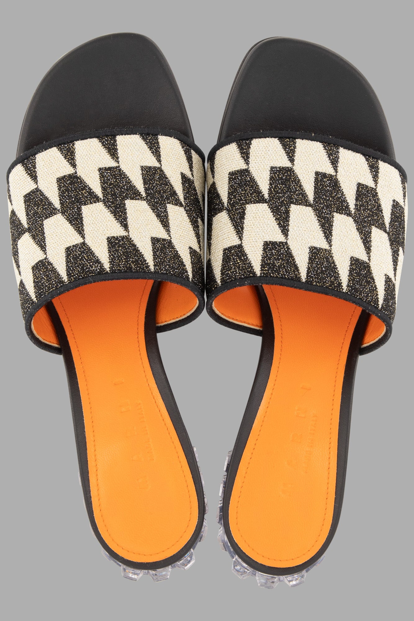 Crystal-heel patterned sandals