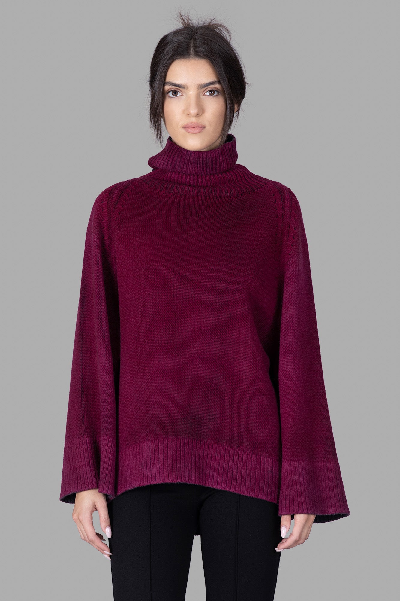 Roll-neck Magenta Sweater