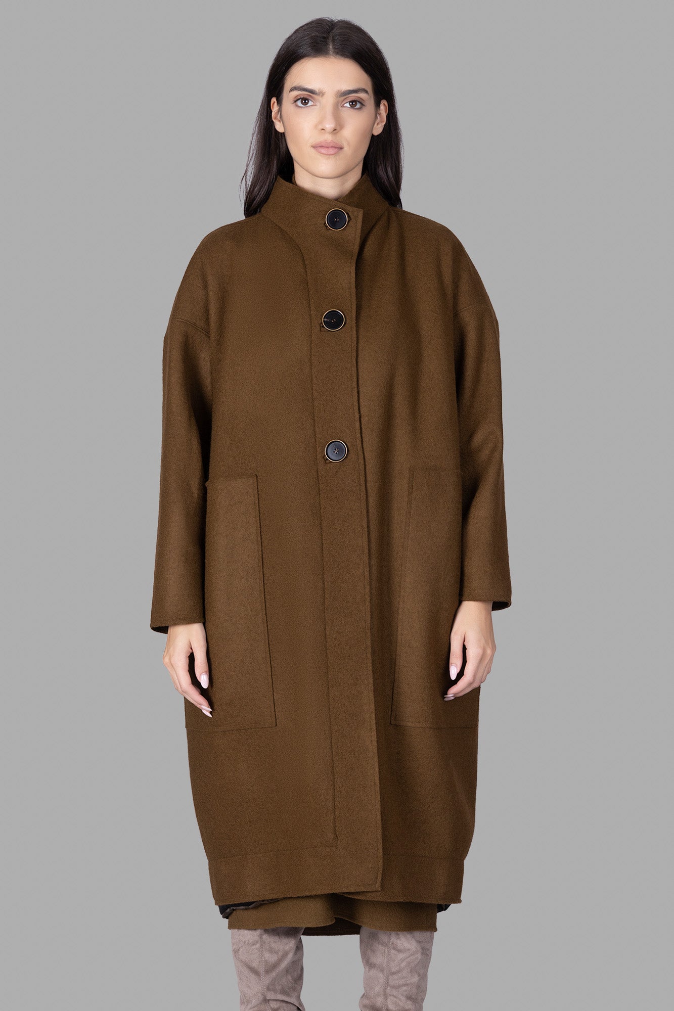 Sack-Silhouette Wool Coat