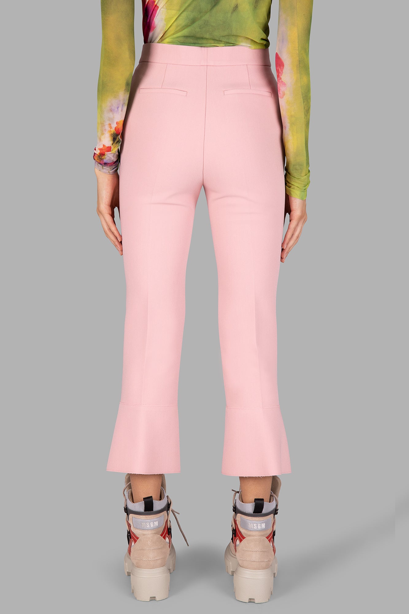 Pink Peplum-Detail Pants